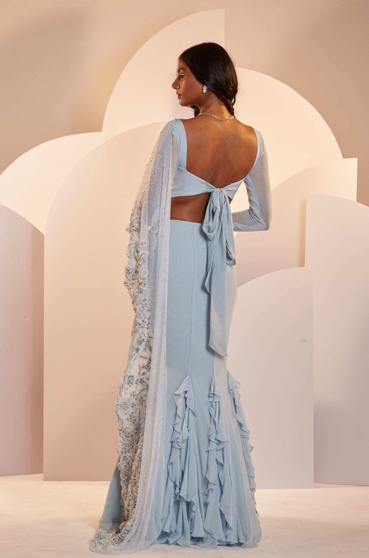 Christina – blue georgette lehenga, bisouNYC