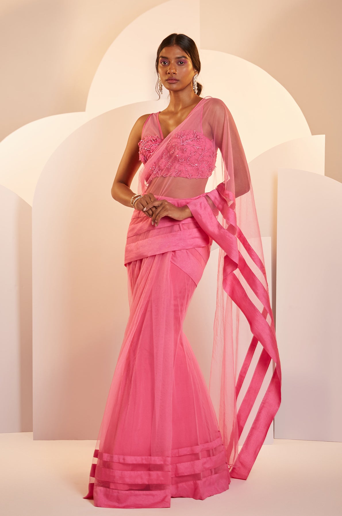 Claire – pink silk lehenga, bisouNYC