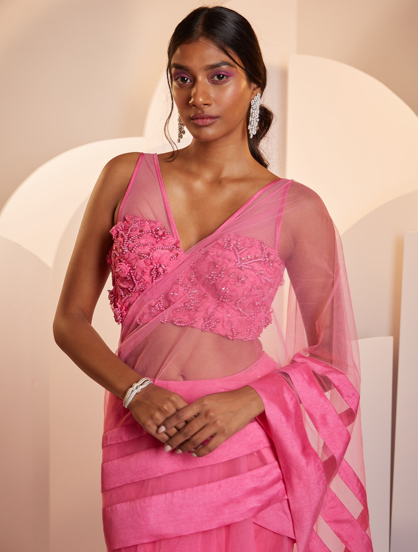 Claire – pink silk lehenga, bisouNYC