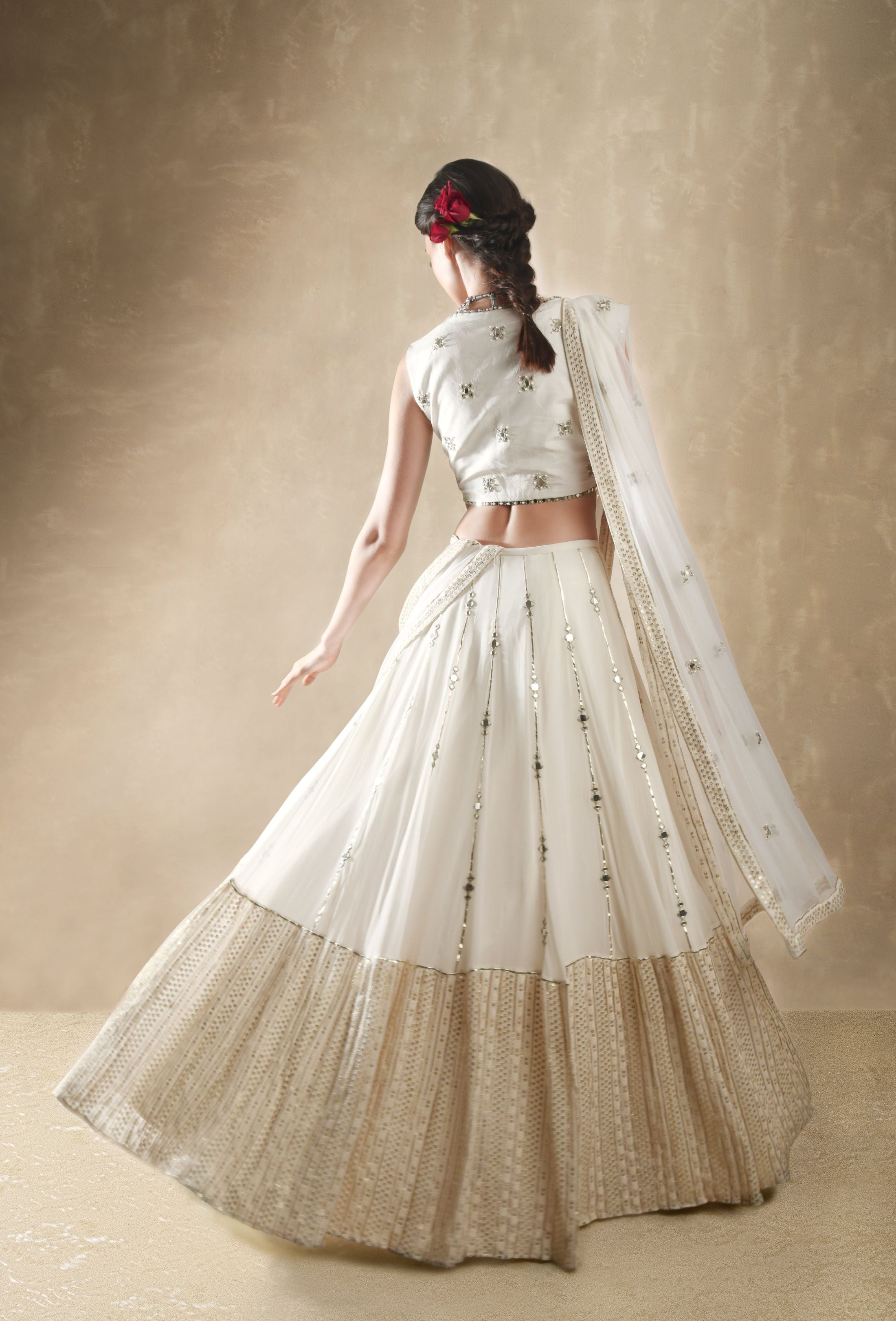 Daisy – white lehenga, bisouNYC