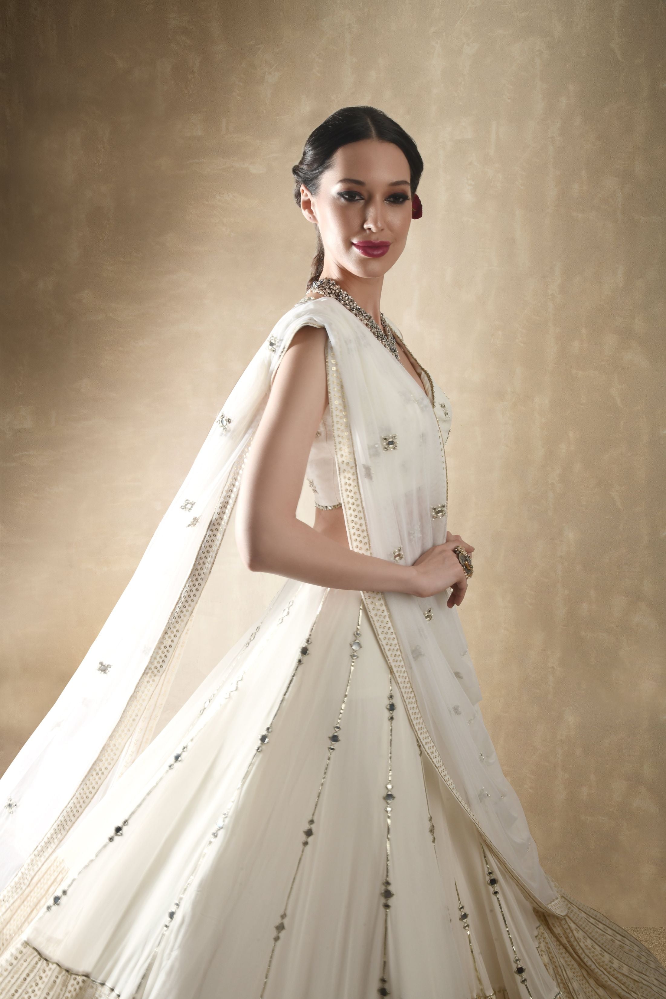 Daisy – white lehenga, bisouNYC