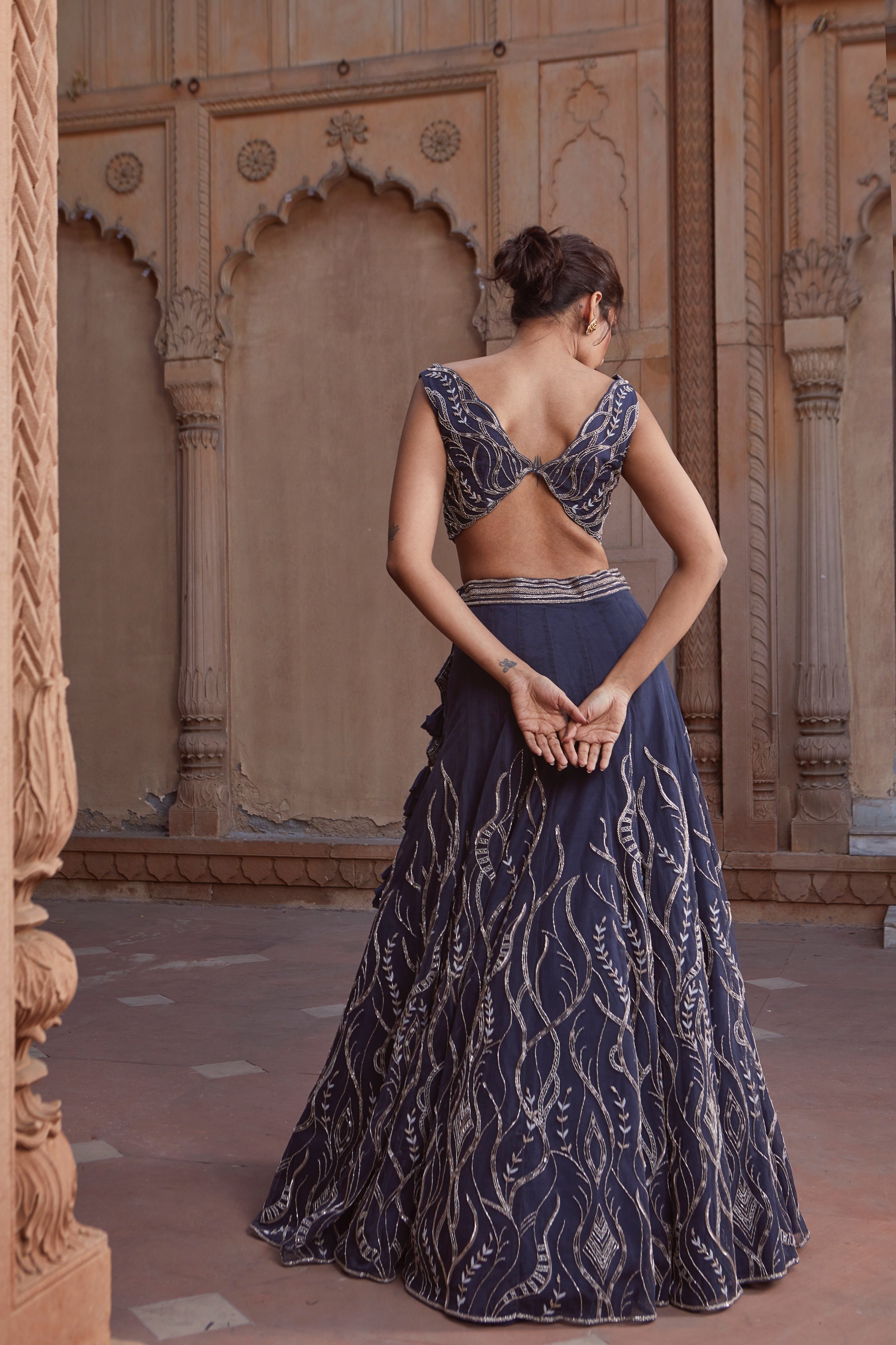 Dalia – navy net lehenga, bisouNYC