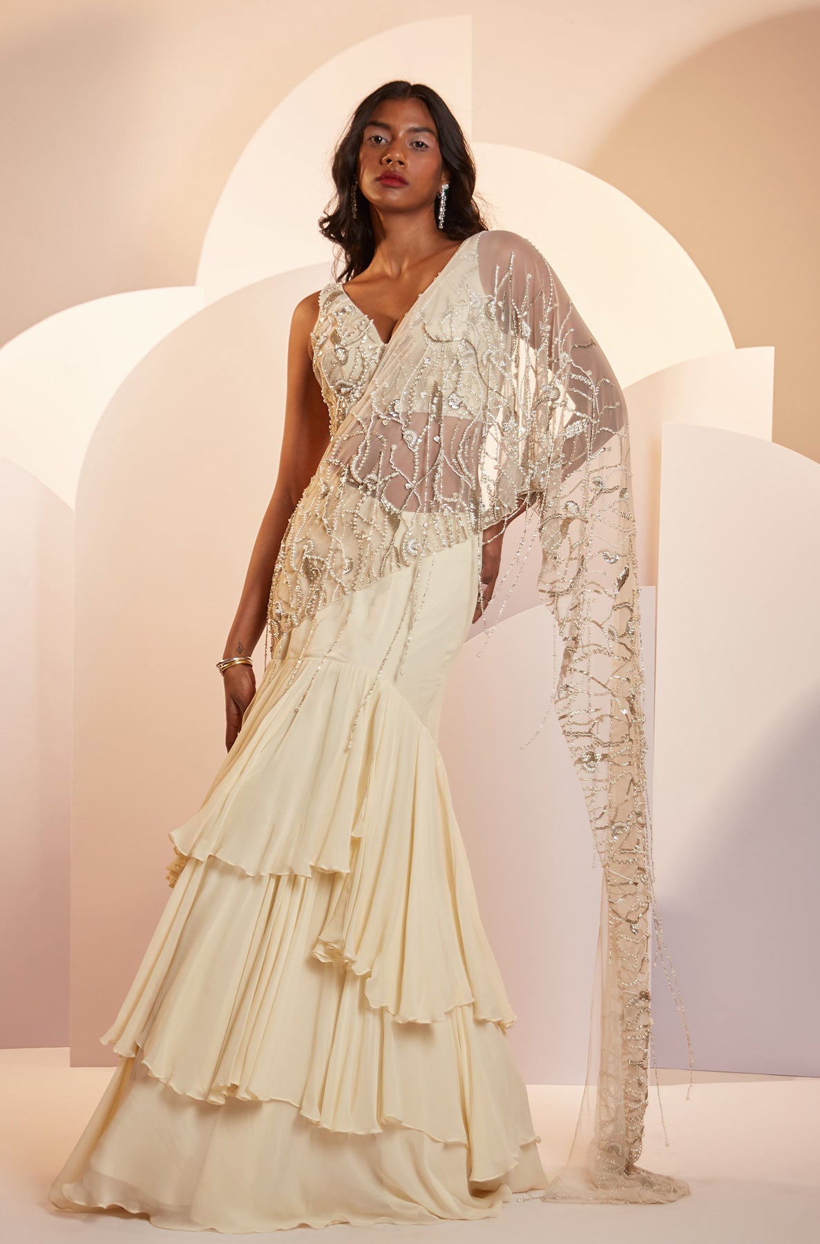 Dianne – ivory georgette lehenga, bisouNYC