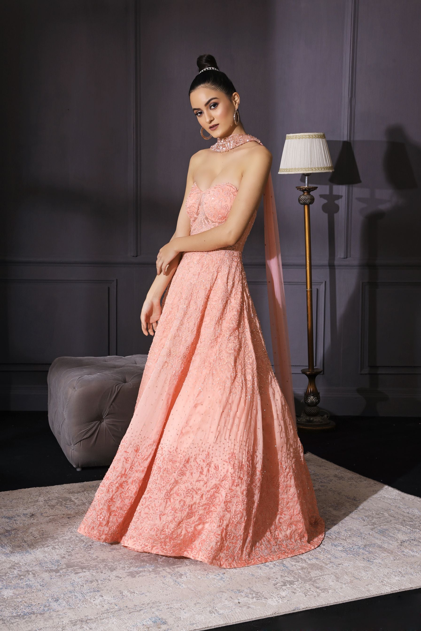 Divya – peach organza dress, bisouNYC
