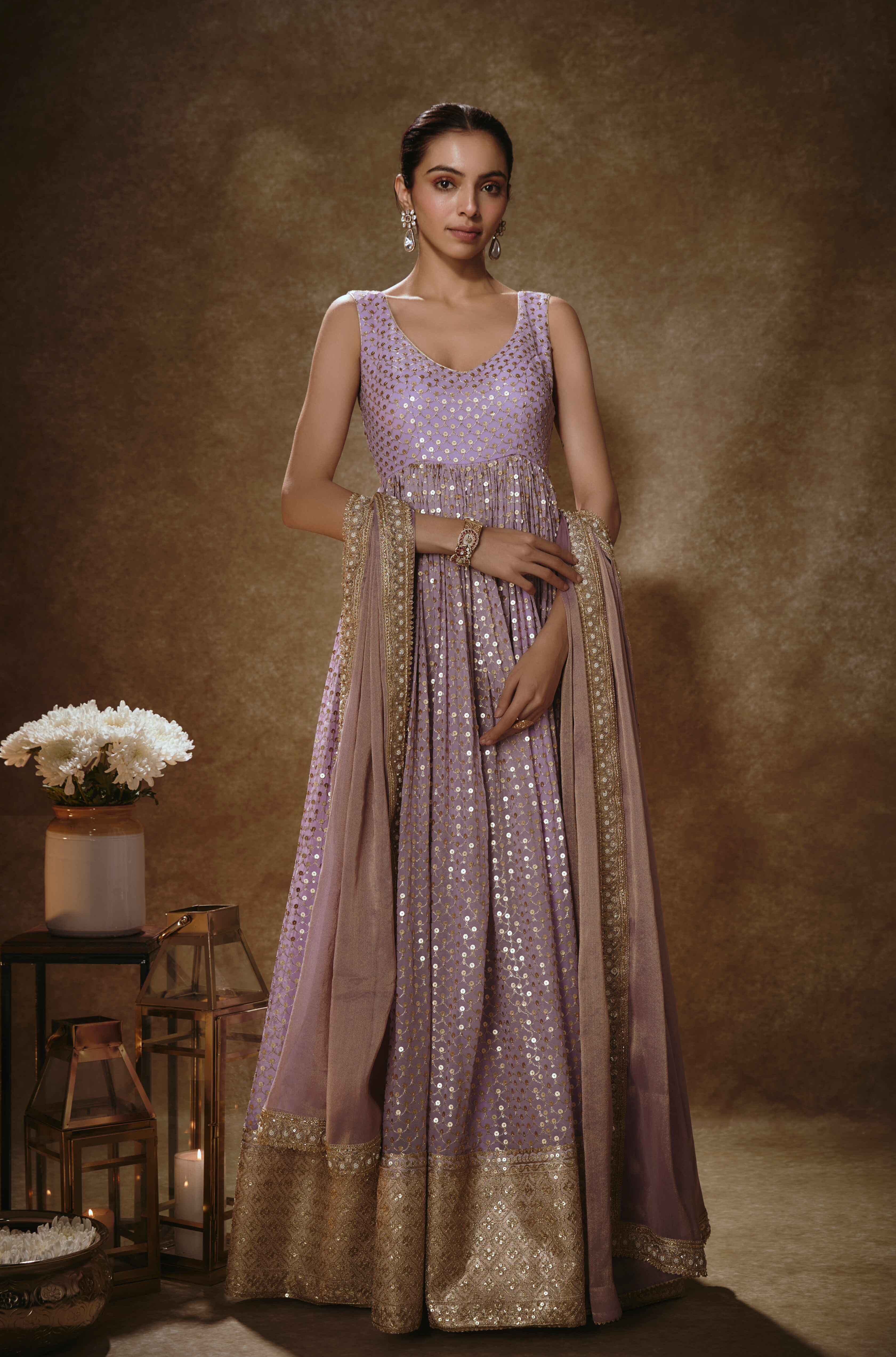 Eka – gold georgette dress, bisouNYC
