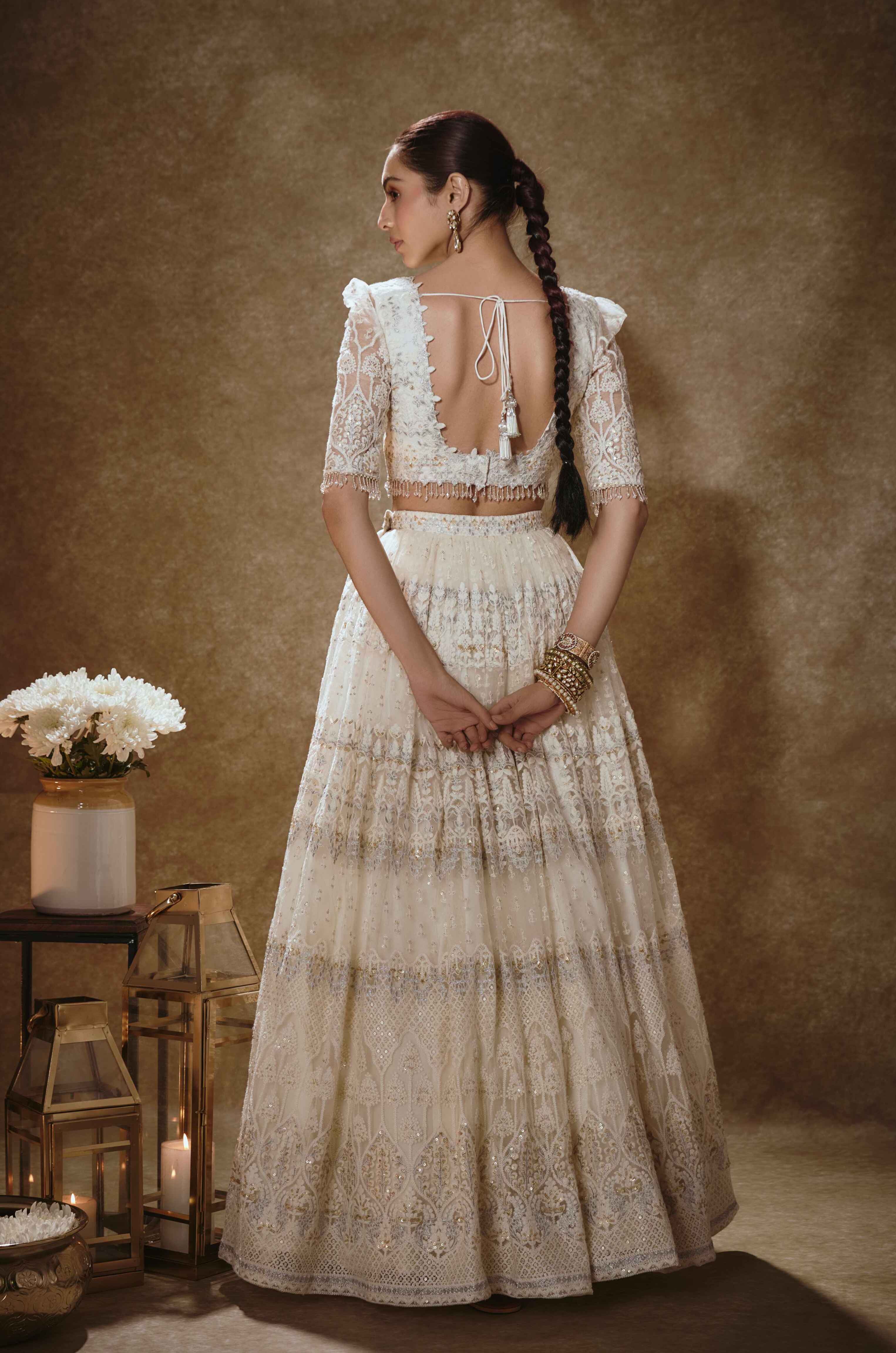 Ekasha – white net lehenga, bisouNYC