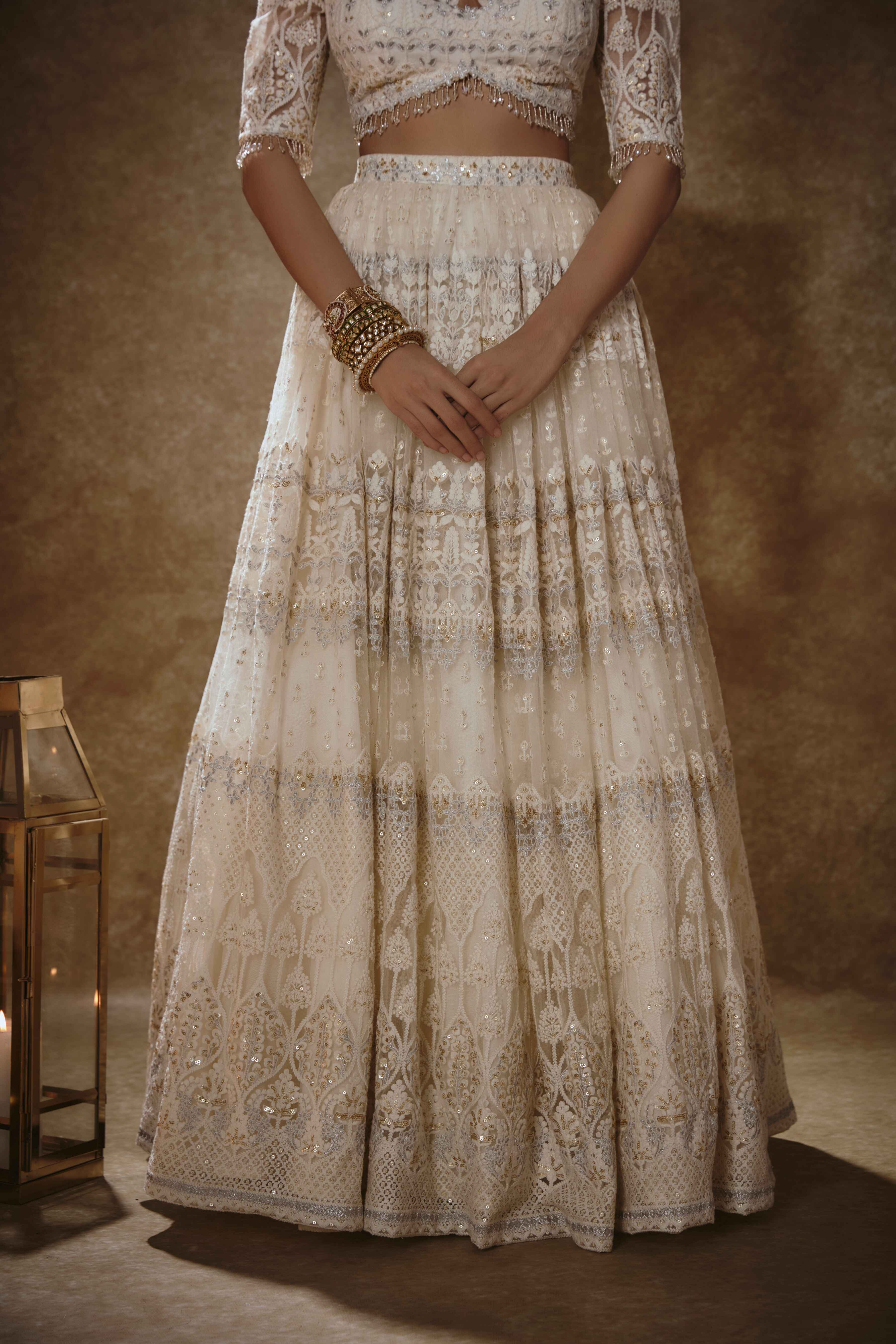 Ekasha – white net lehenga, bisouNYC