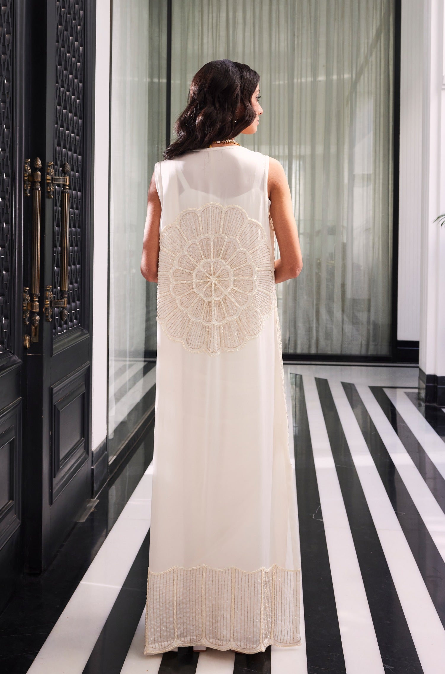 Elara – ivory organza saree, bisouNYC