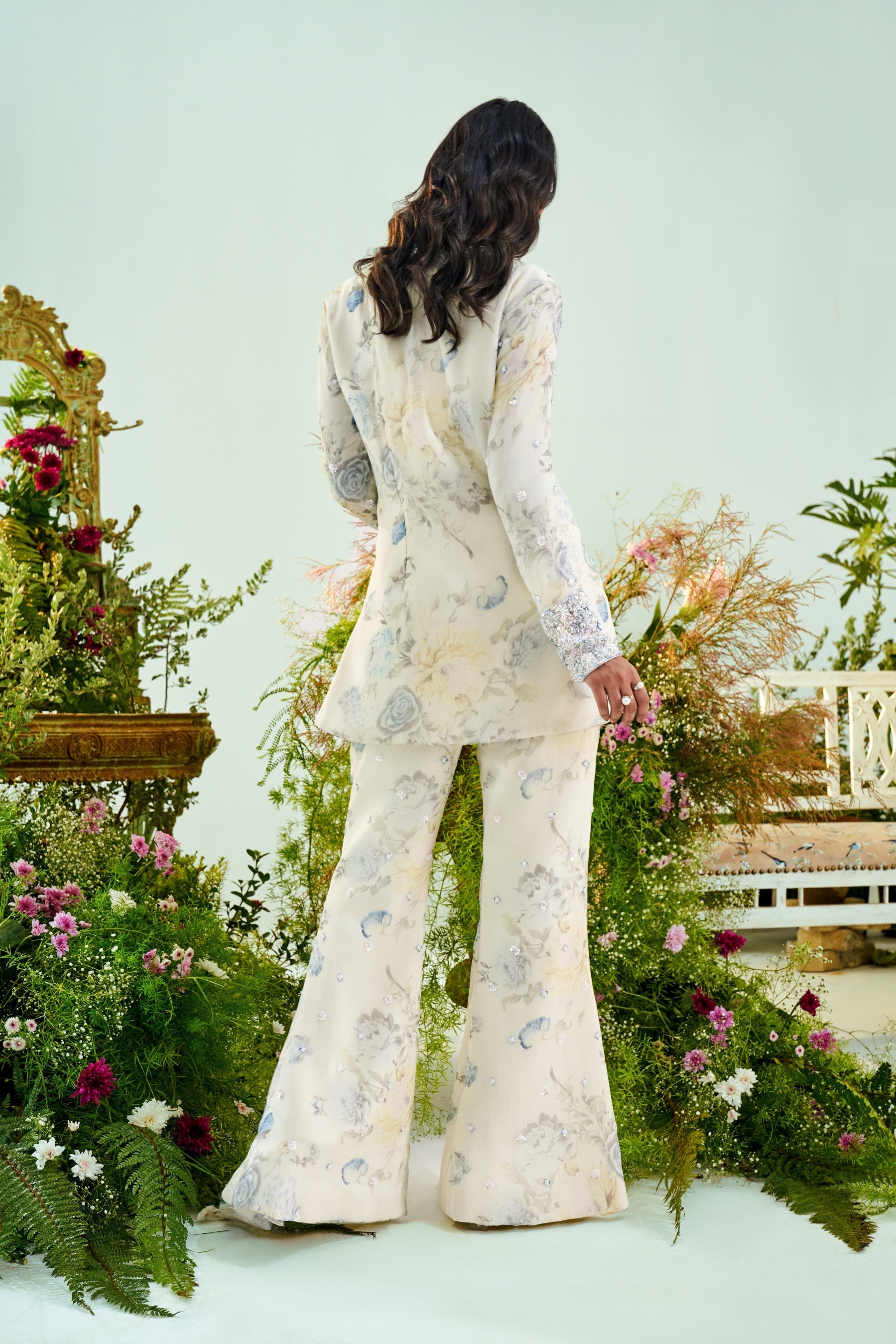 Eliana – ivory chiffon suit, bisouNYC