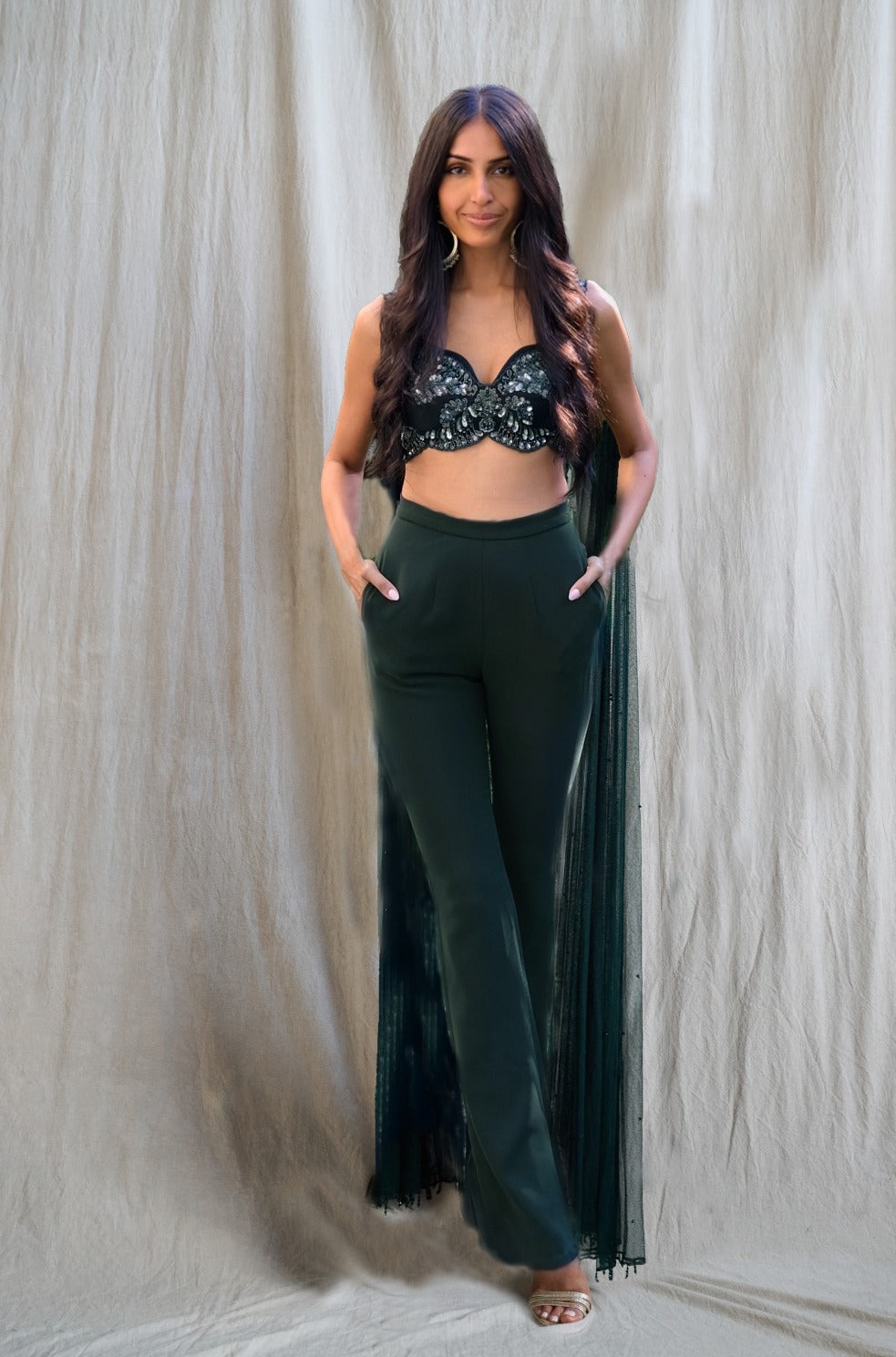 Emerge – emerald crepe outfit, bisouNYC