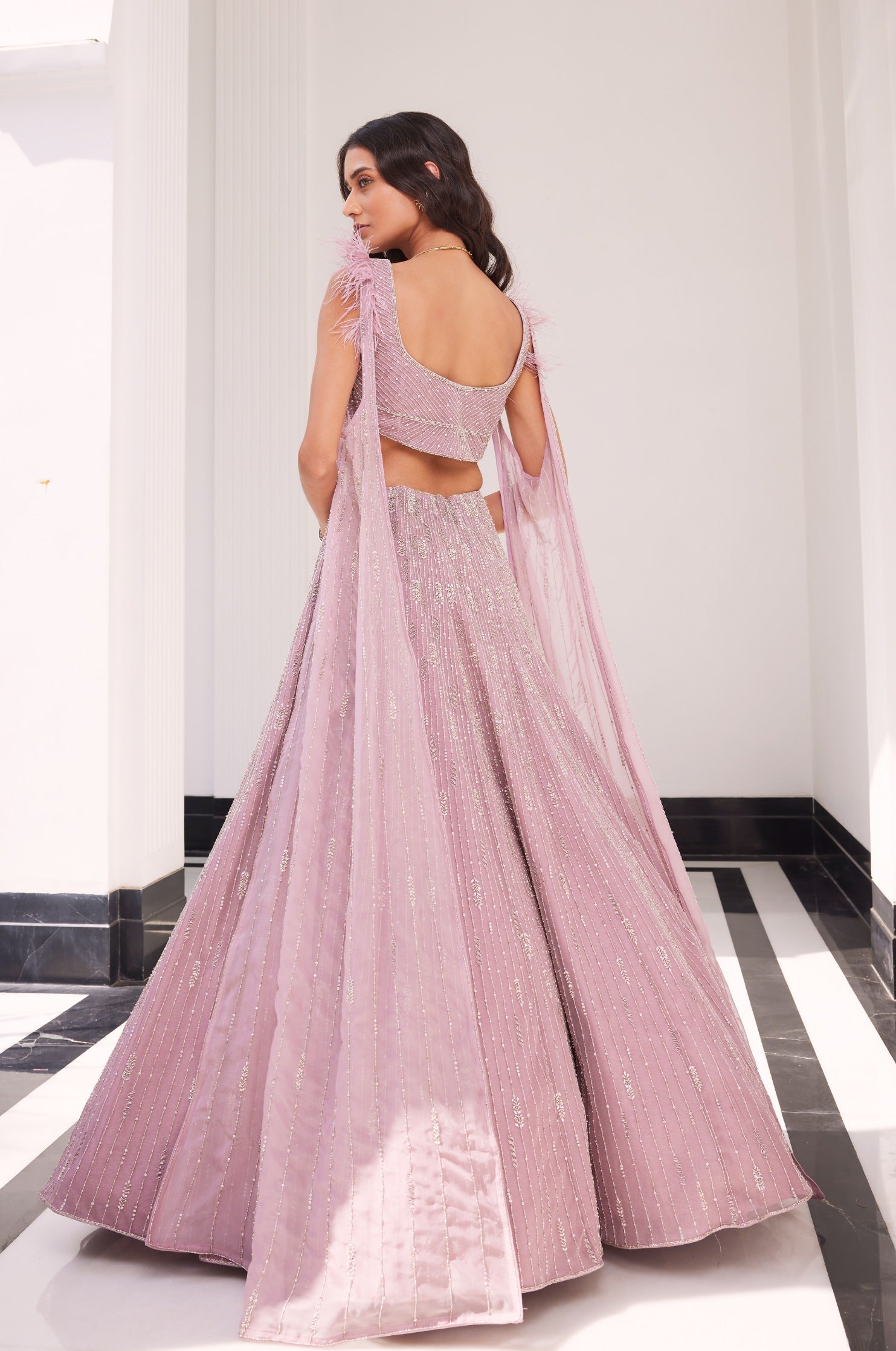 Esme – lilac organza lehenga, bisouNYC