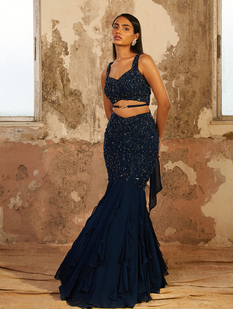 Ezra – blue lehenga, bisouNYC