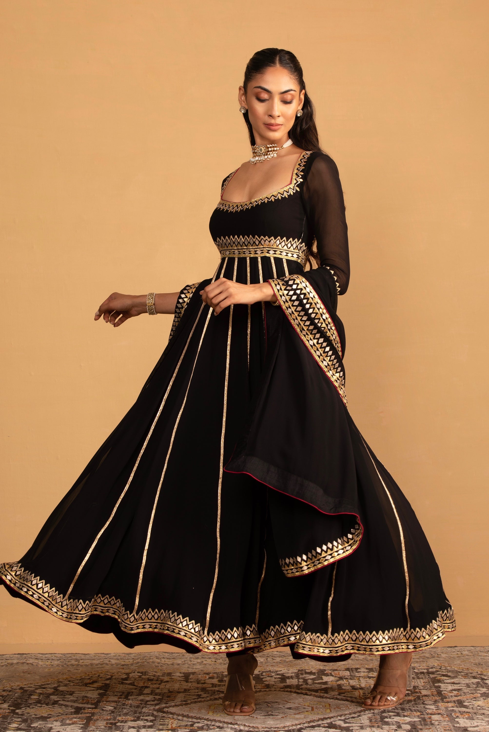 Falak – black georgette suit, bisouNYC