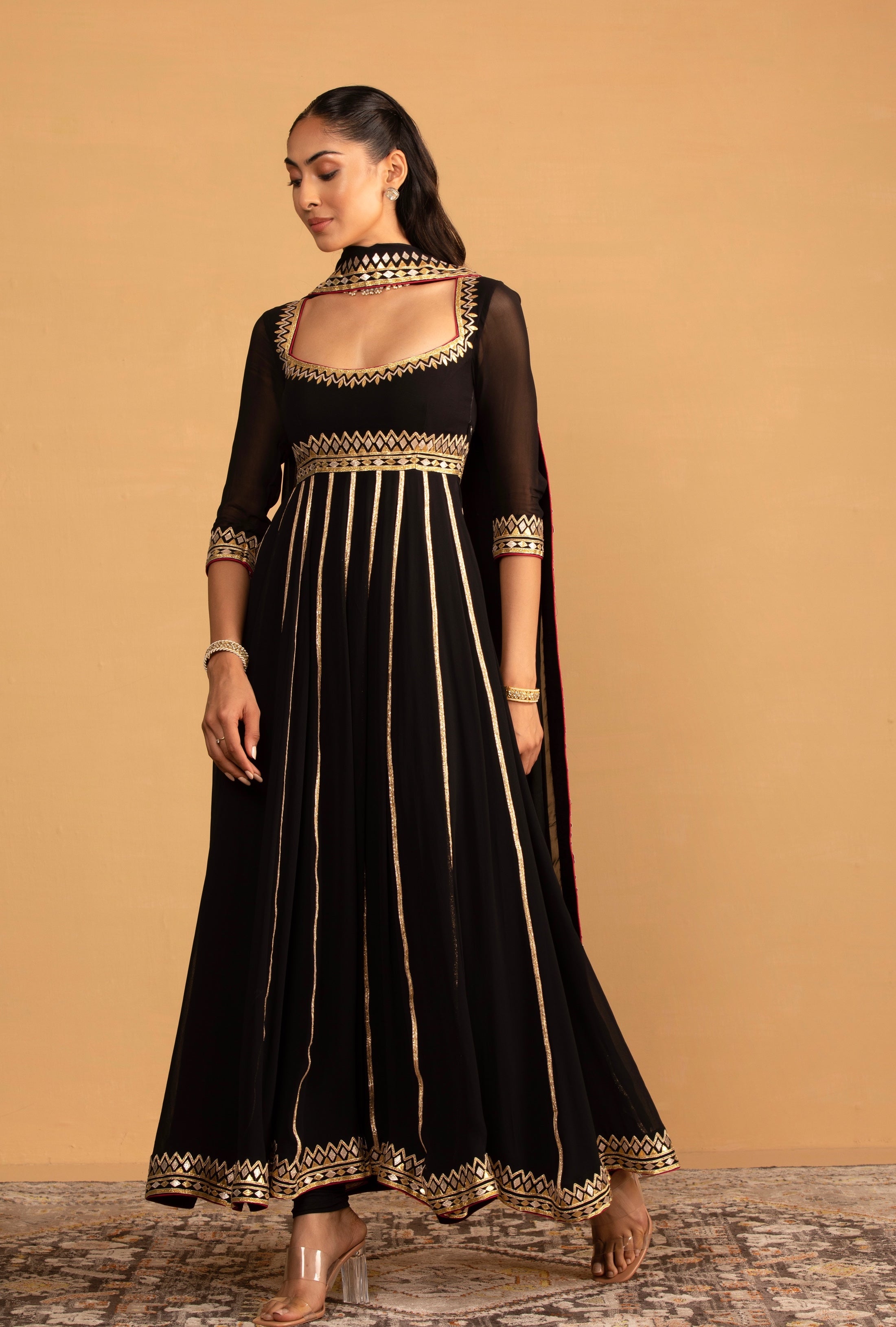Falak – black georgette suit, bisouNYC