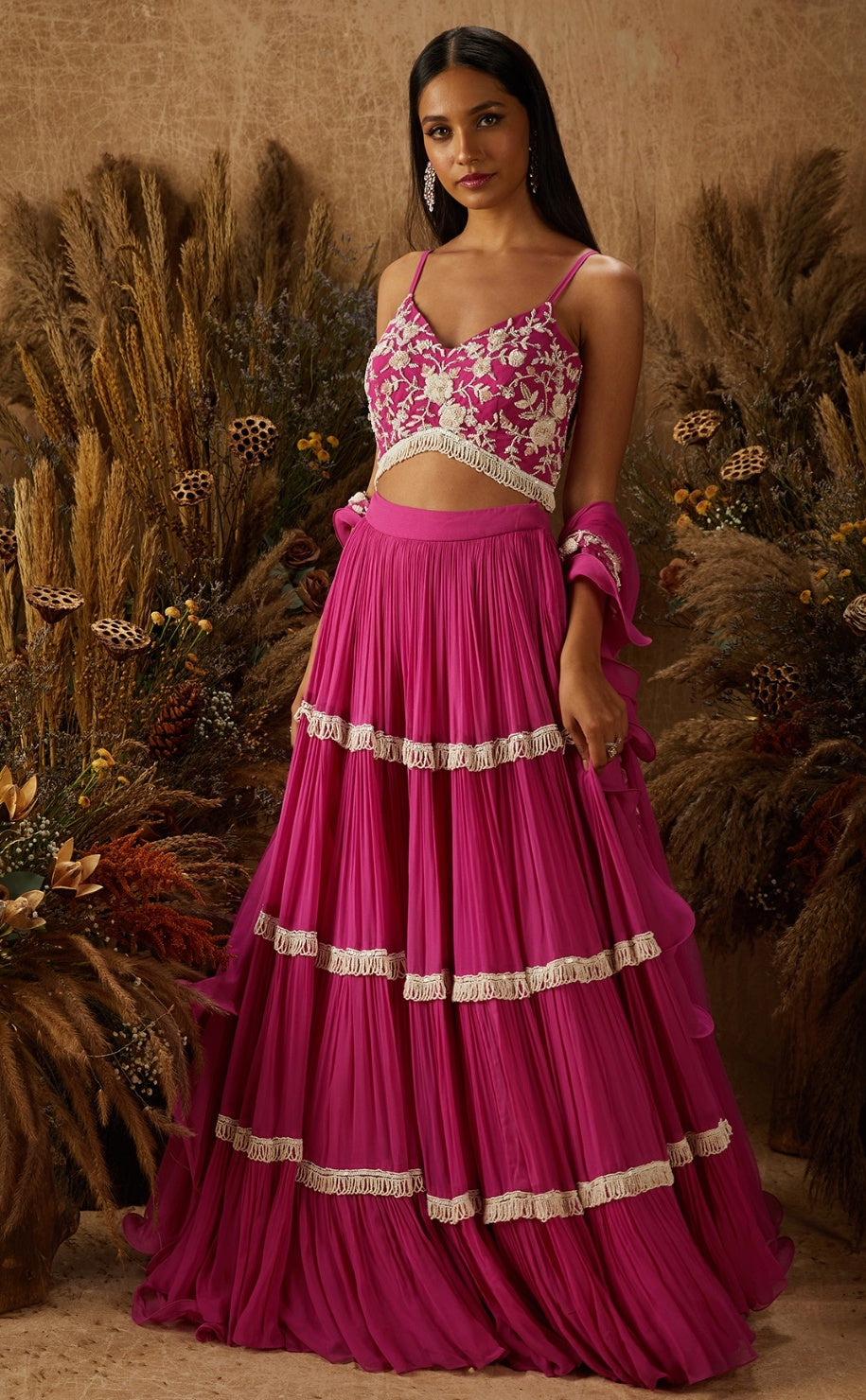 Giselle – pink georgette lehenga, bisouNYC