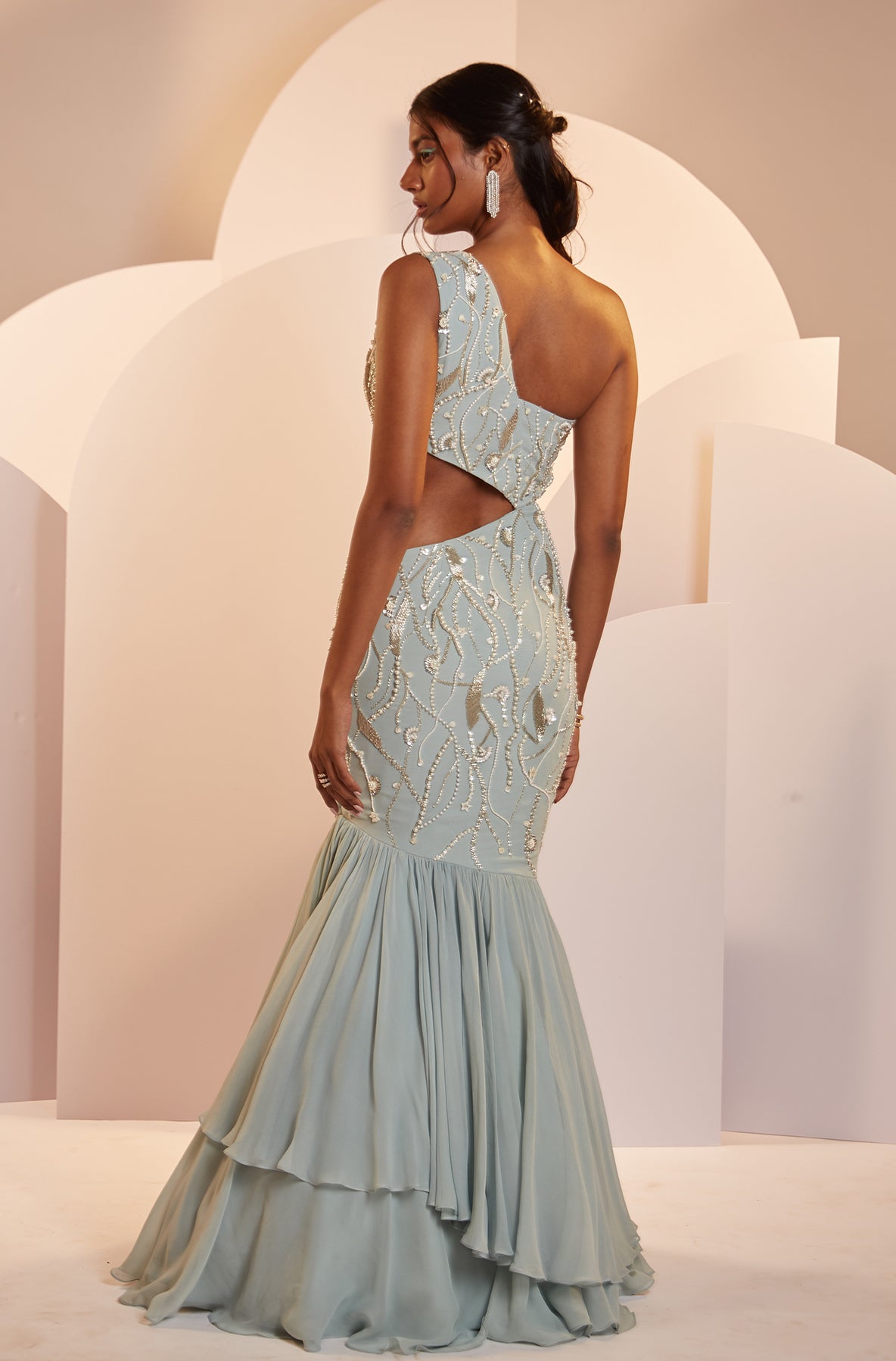 Hailey – green georgette dress, bisouNYC