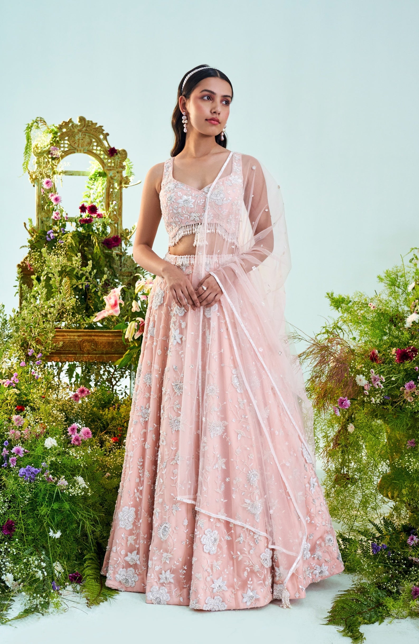 Hazel – ivory net lehenga, bisouNYC