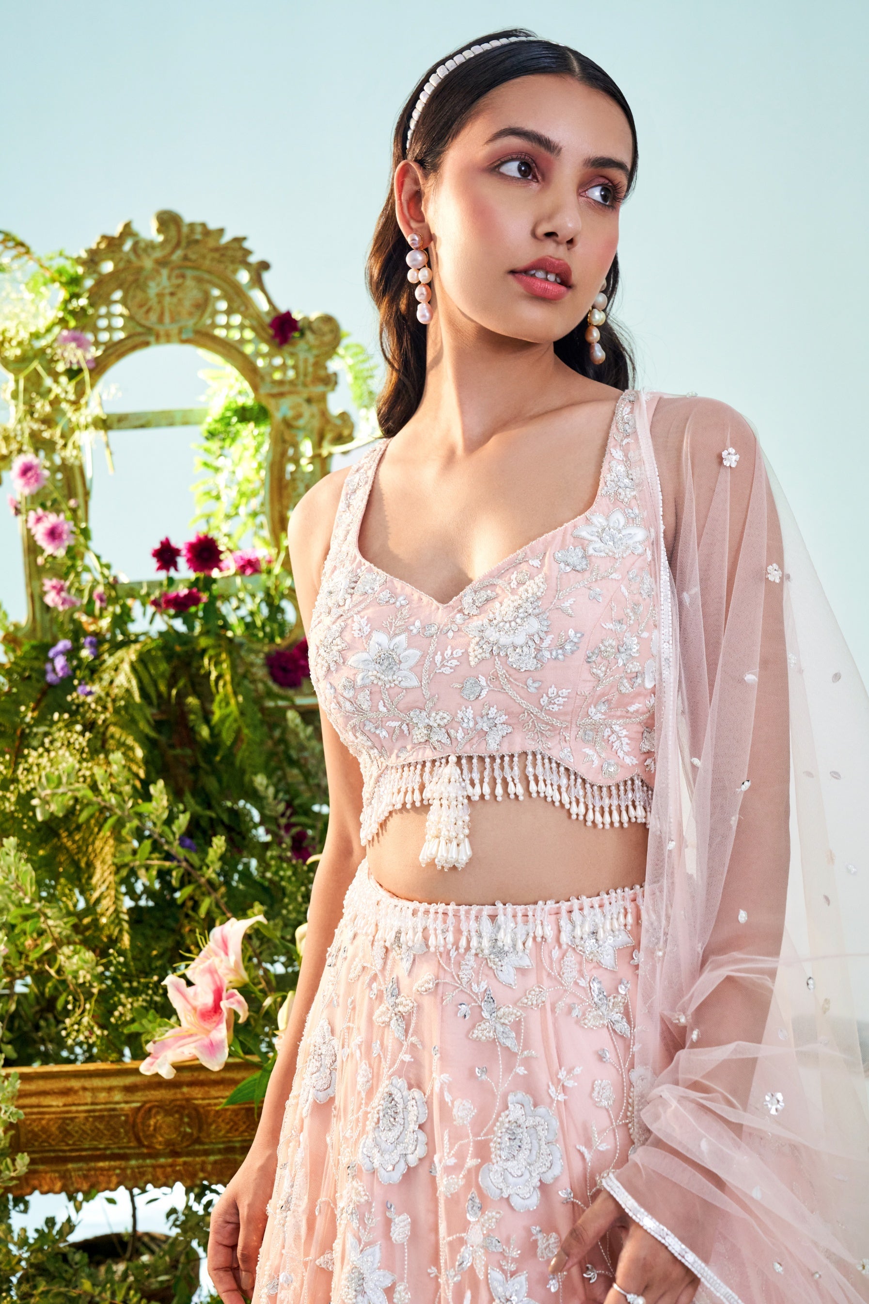 Hazel – ivory net lehenga, bisouNYC