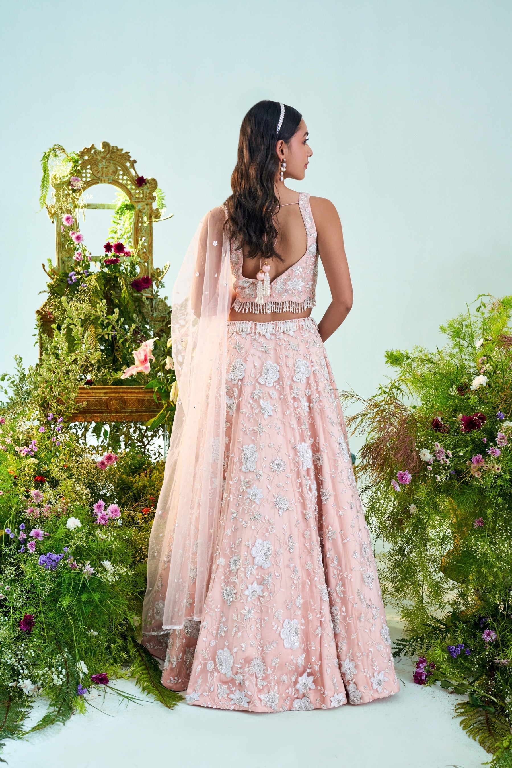 Hazel – ivory net lehenga, bisouNYC