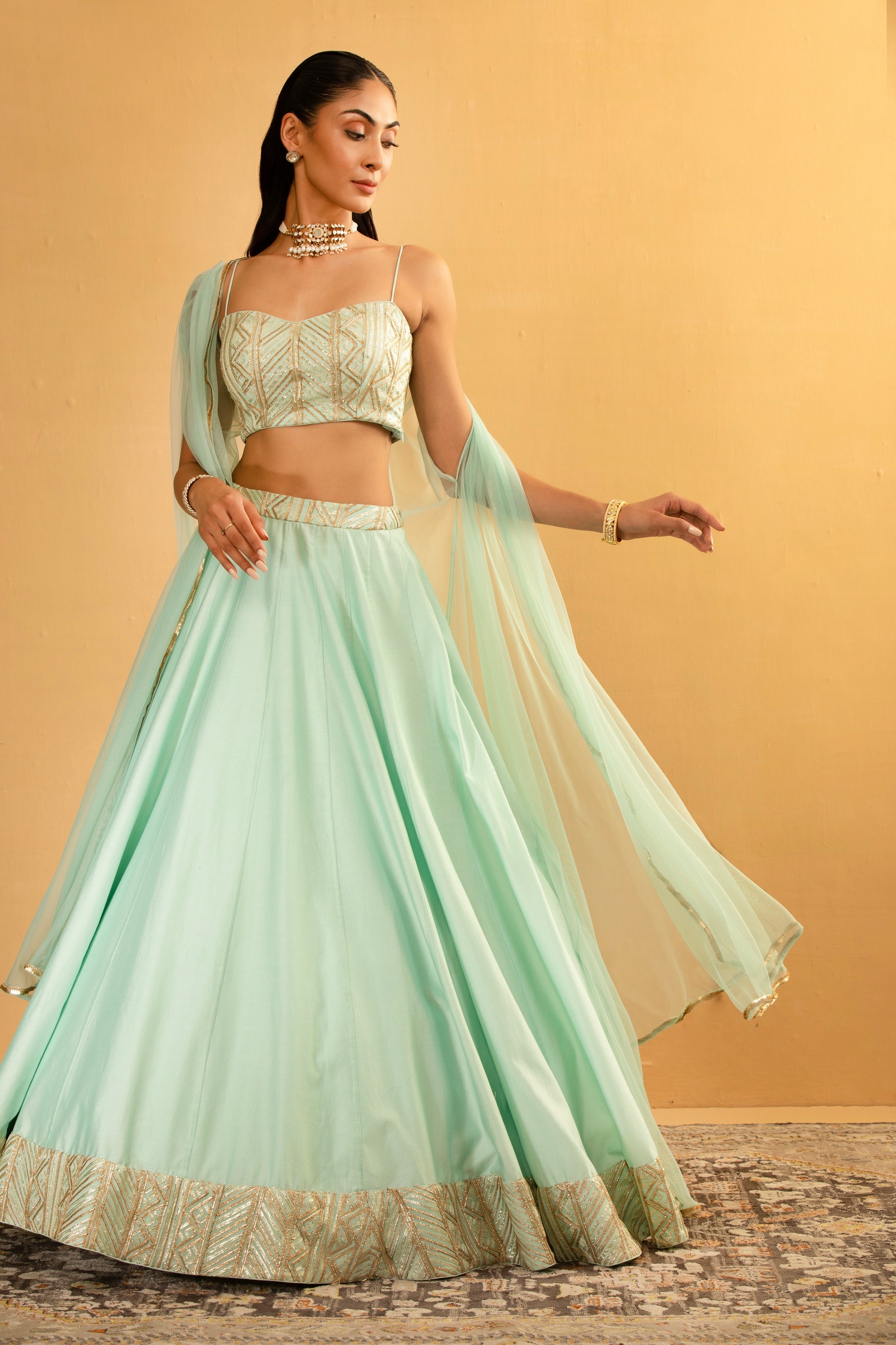 Heer – blue georgette lehenga, bisouNYC