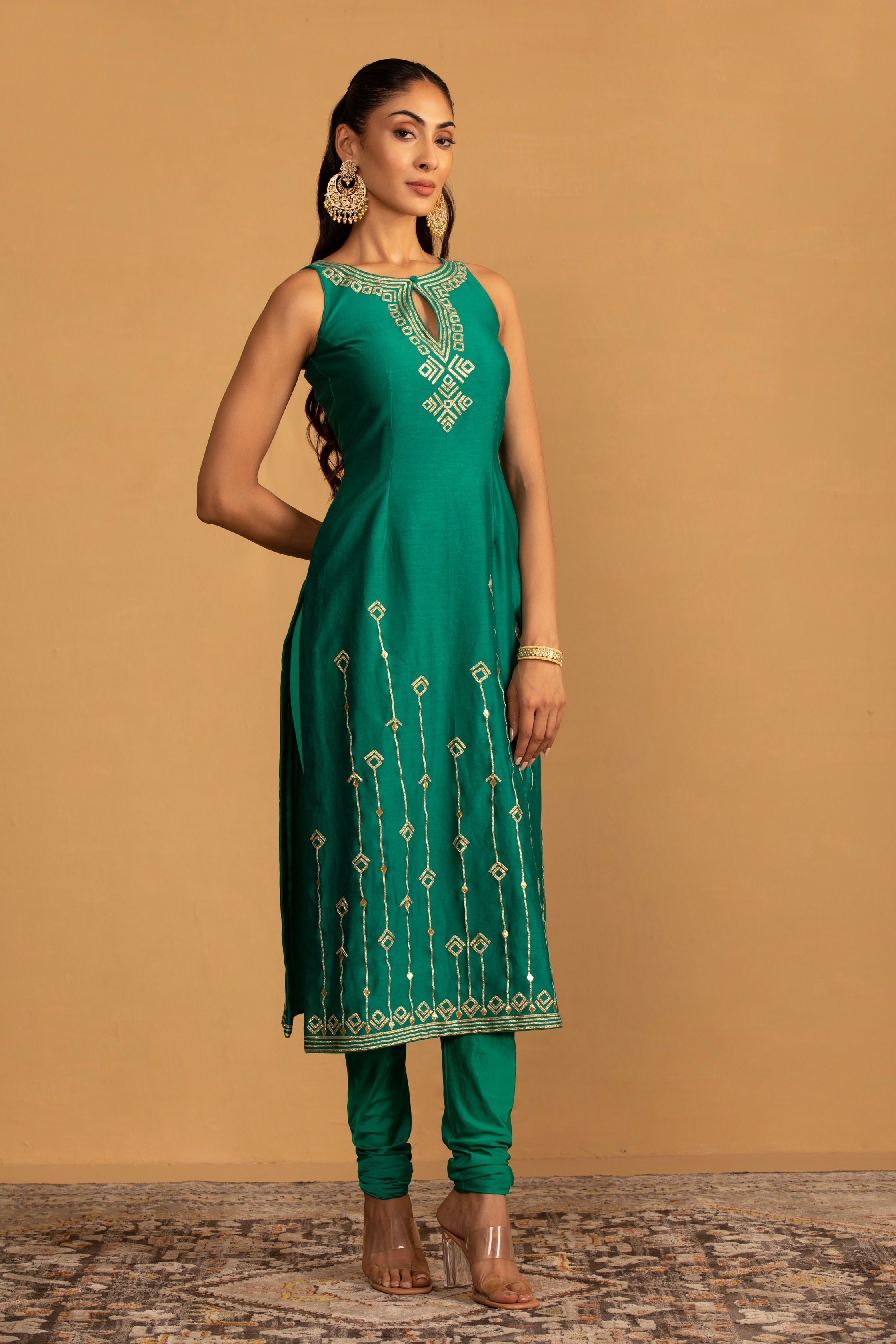 Hena – green organza suit, bisouNYC