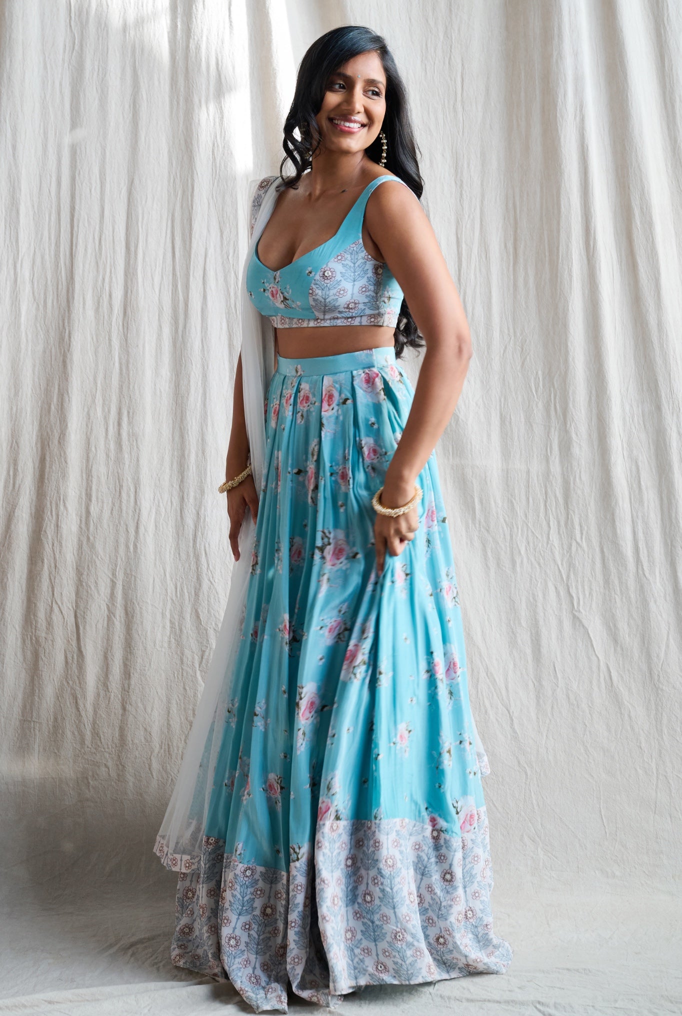 High Tea – blue lehenga, bisouNYC