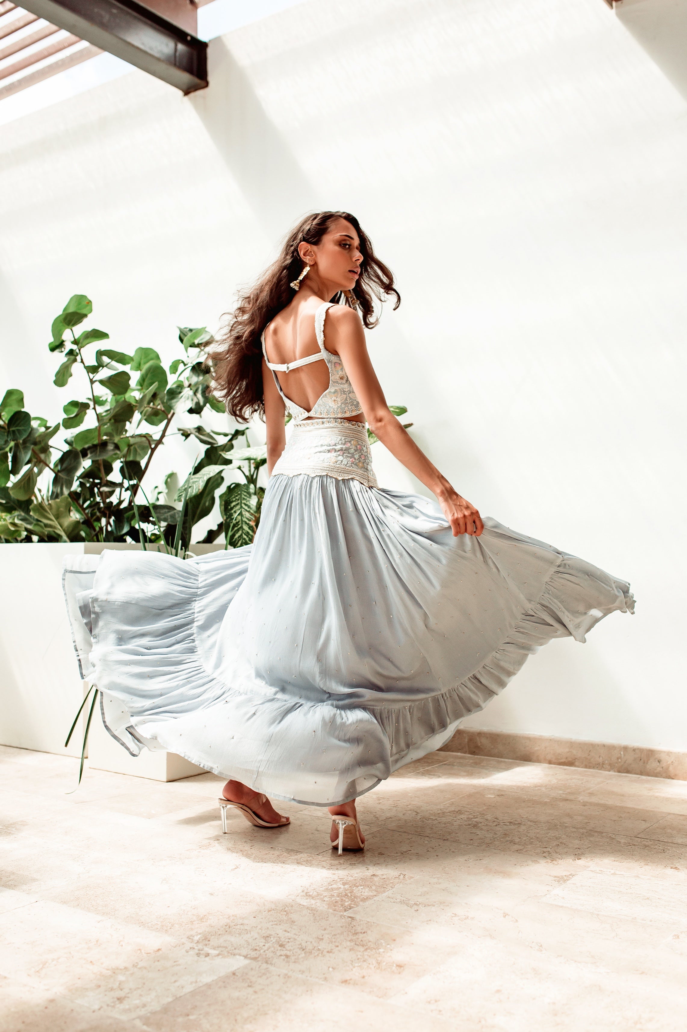 Hvar – grey chiffon lehenga, bisouNYC