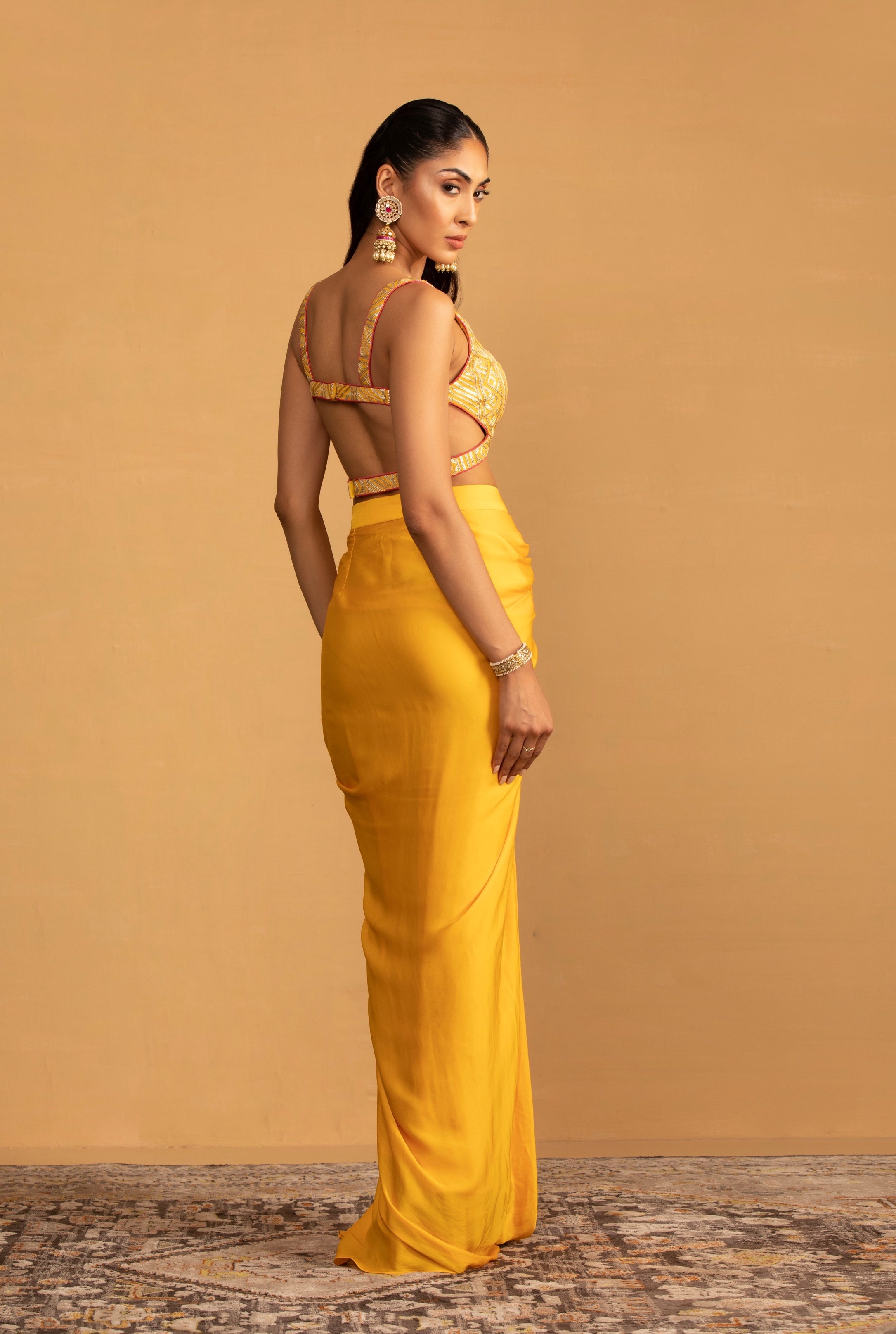 Iman – yellow georgette outfit, bisouNYC