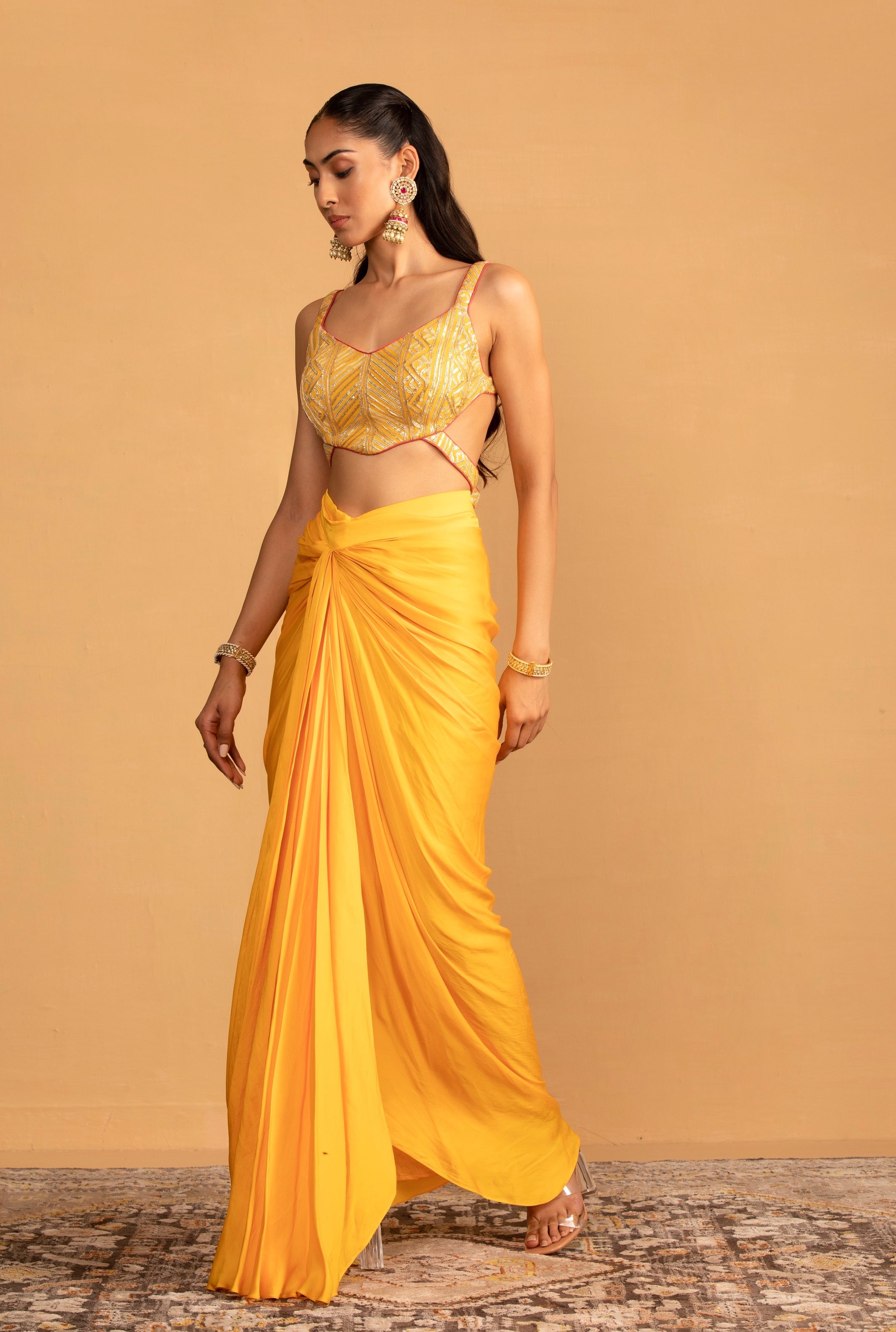 Iman – yellow georgette outfit, bisouNYC