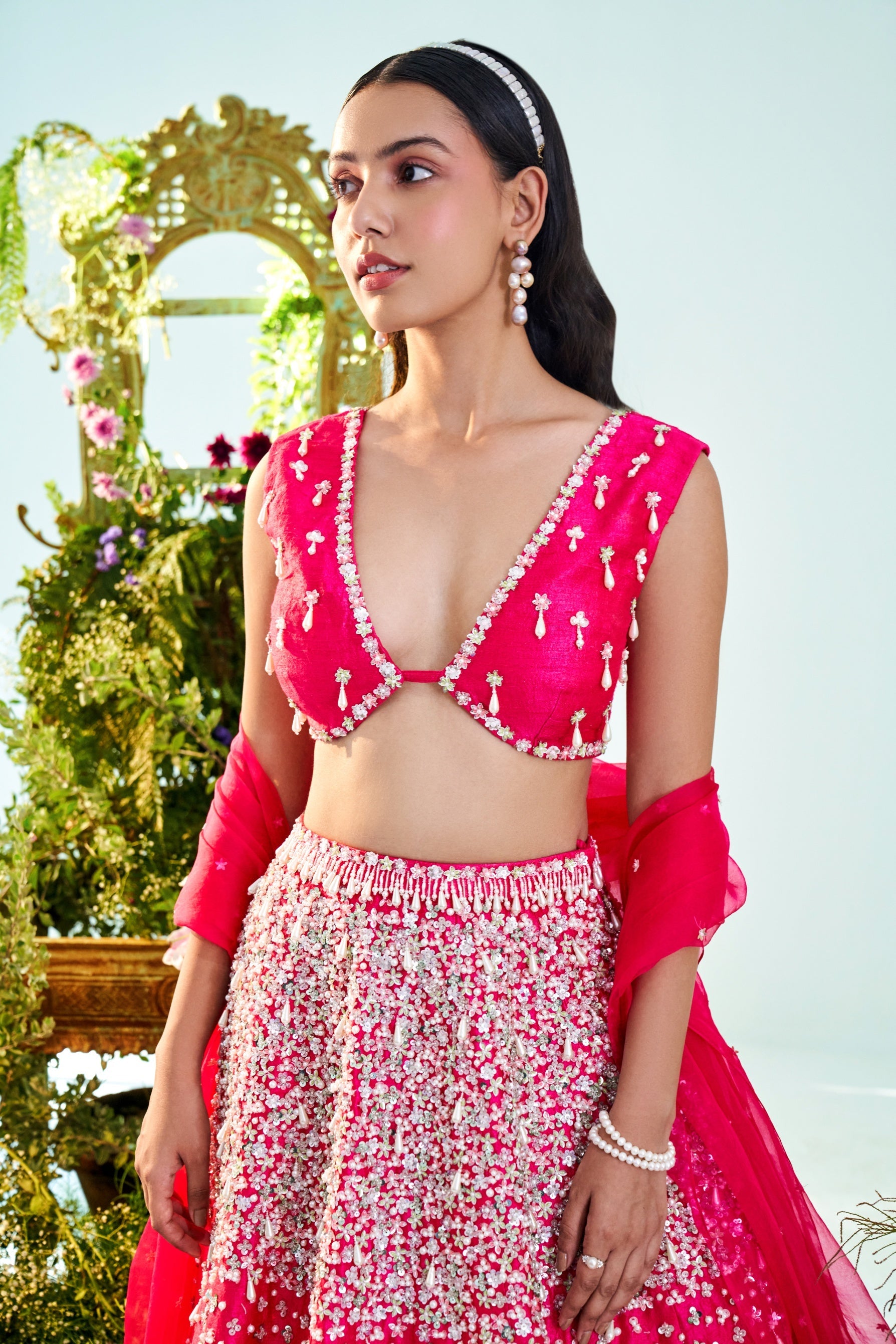 Iris – red silk lehenga, bisouNYC