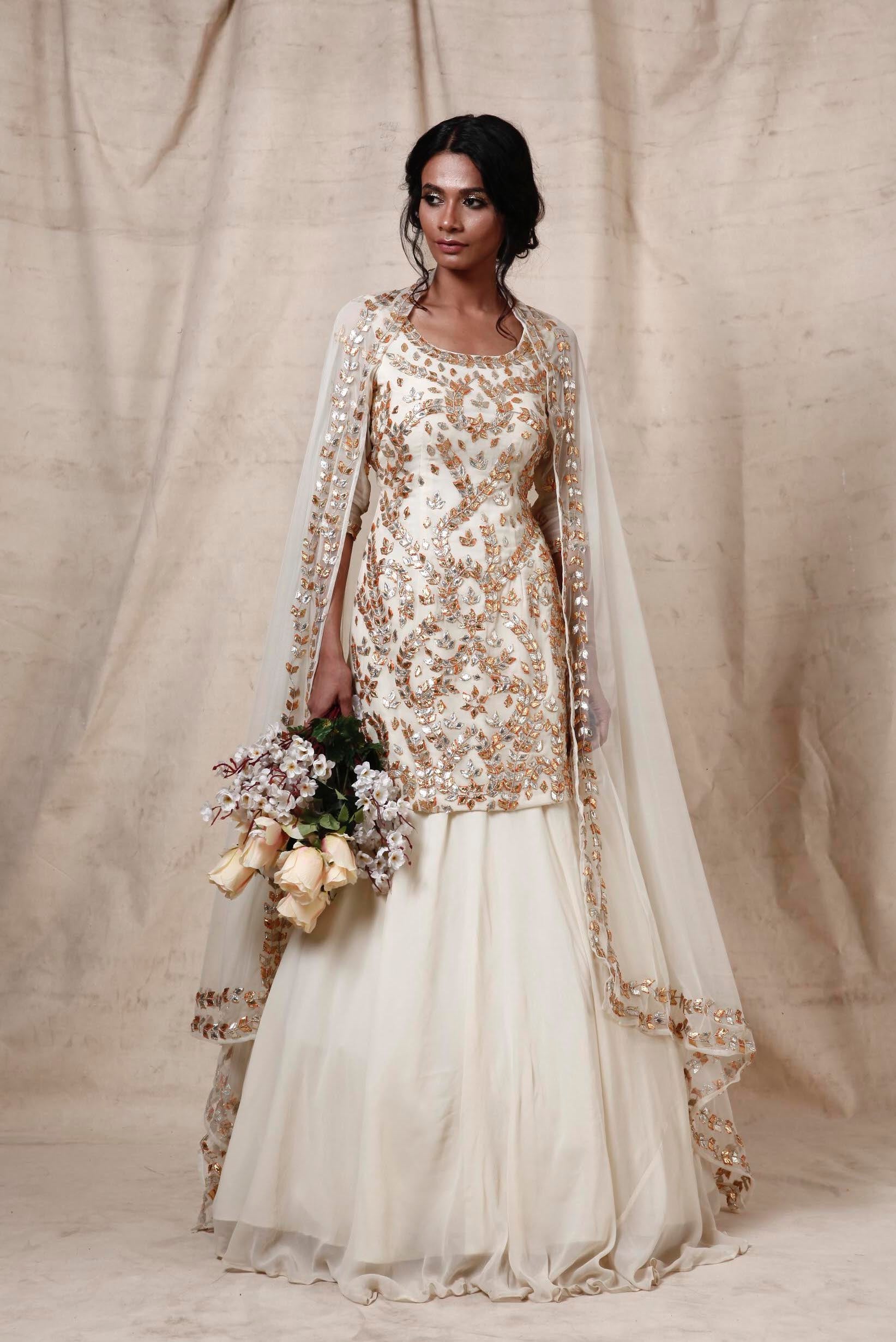 Isha – ivory georgette lehenga, bisouNYC