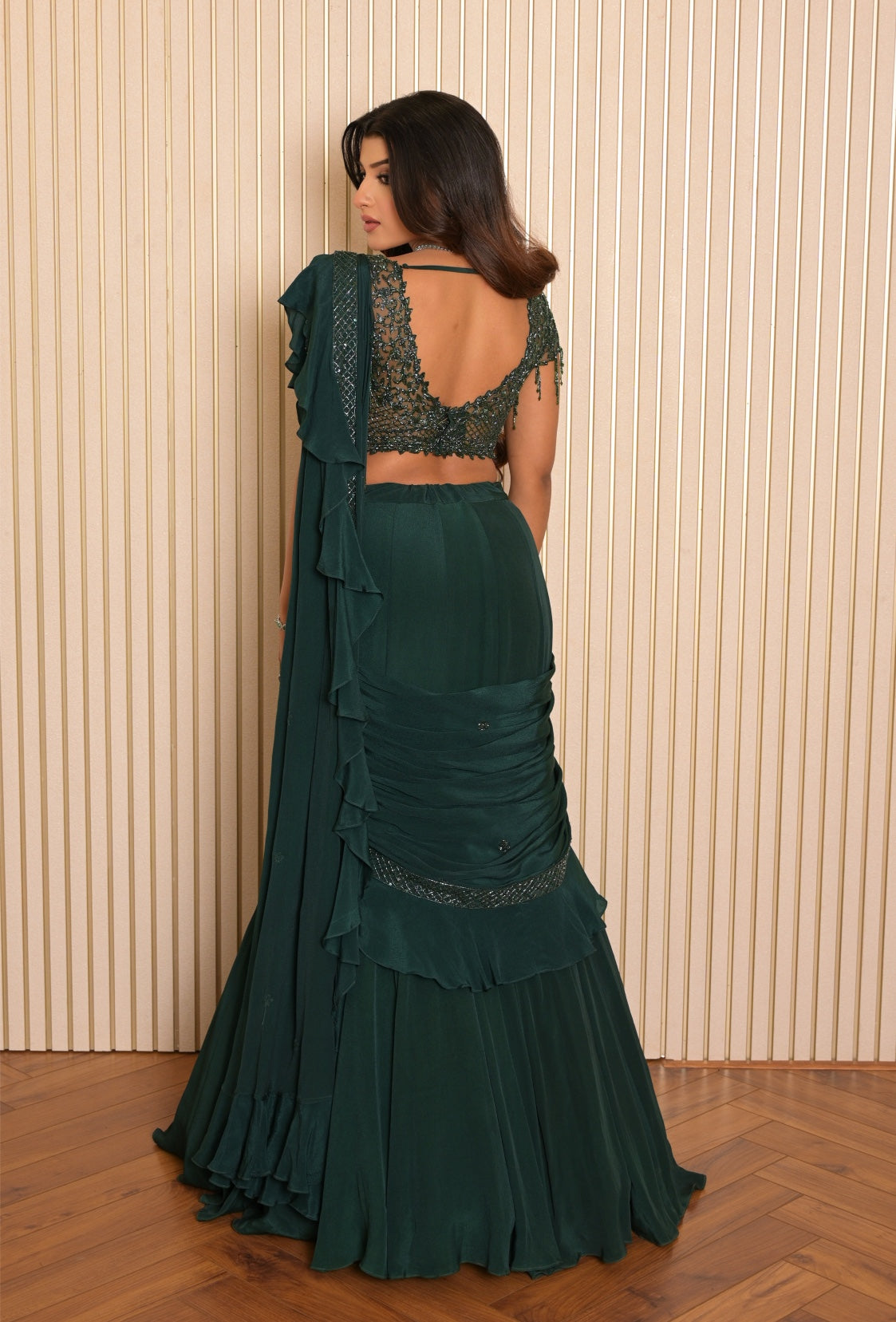 Ivy – green net lehenga, bisouNYC
