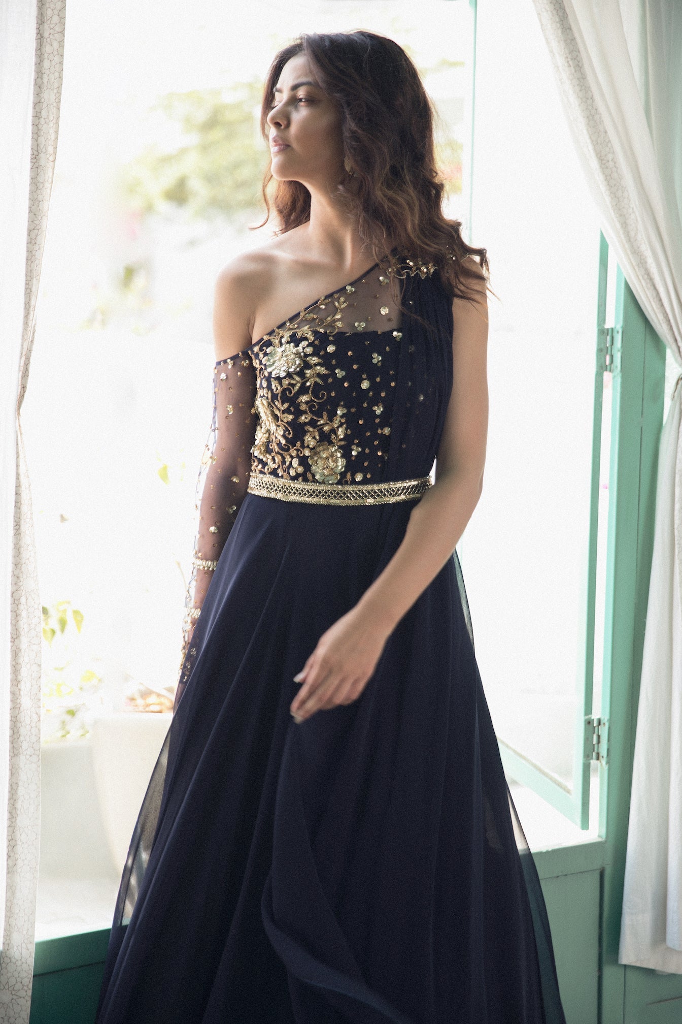 Jaanki – navy georgette dress, bisouNYC