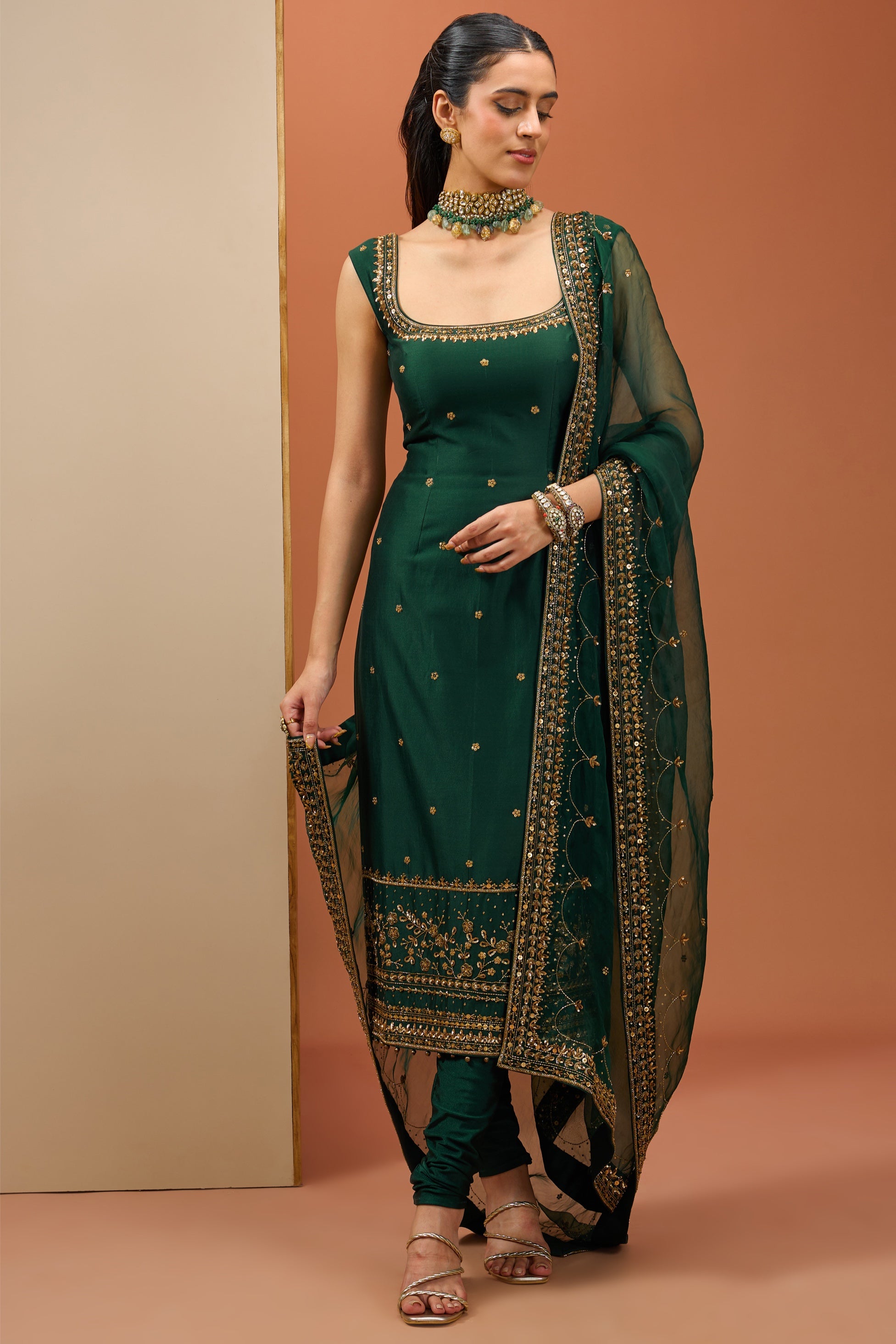 Jaisal – emerald organza suit, bisouNYC