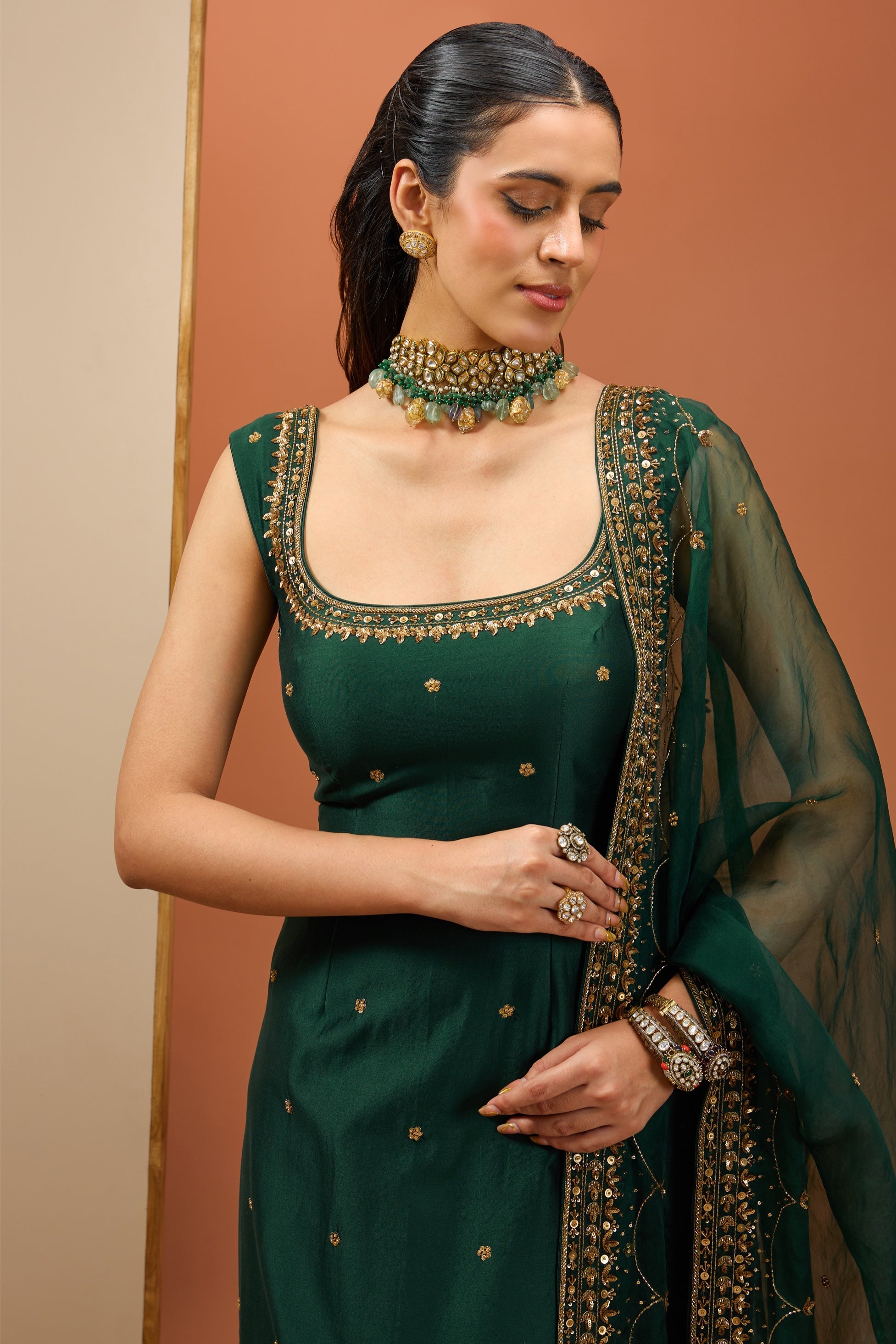 Jaisal – emerald organza suit, bisouNYC