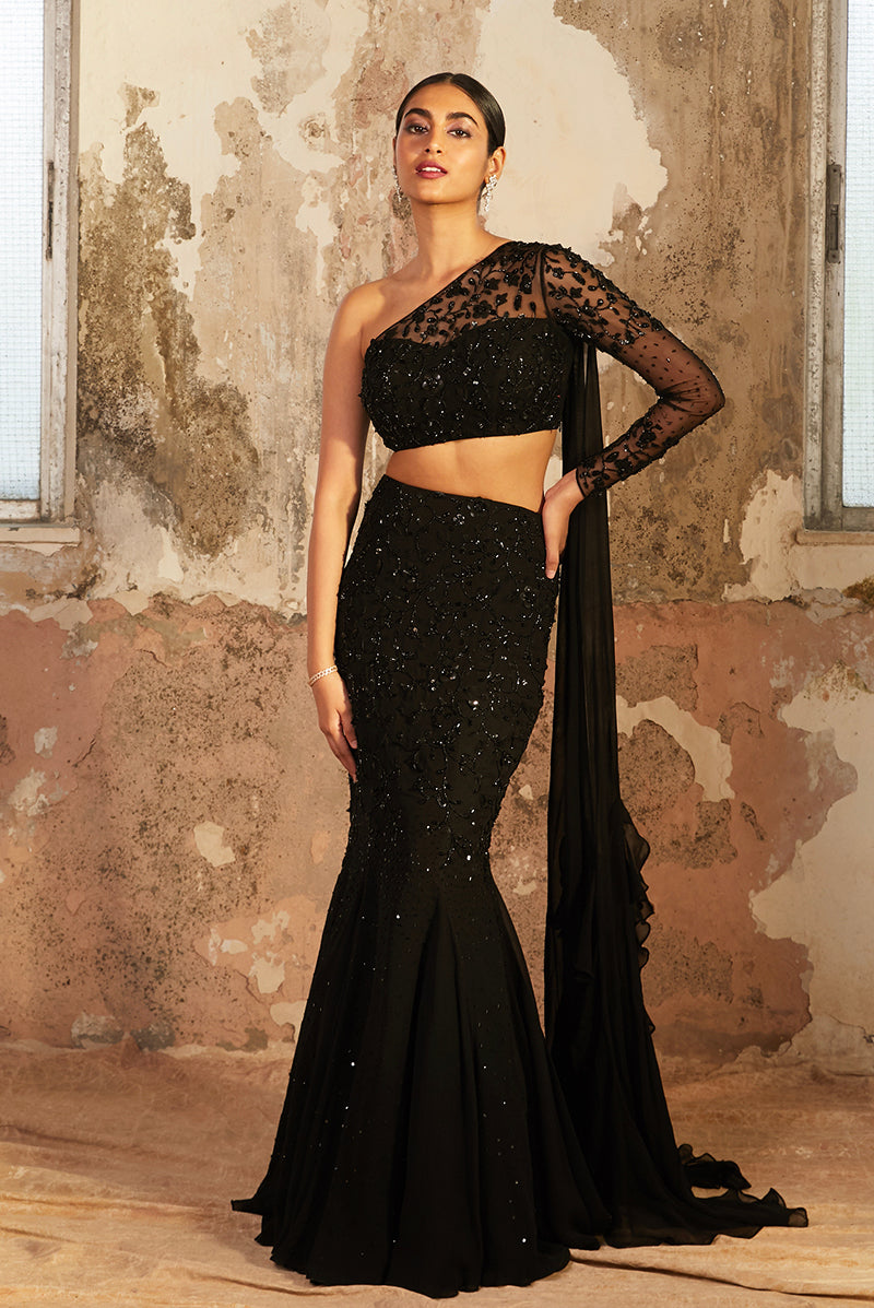 Kate – black georgette lehenga, bisouNYC
