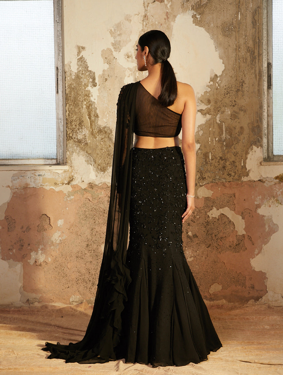 Kate – black georgette lehenga, bisouNYC