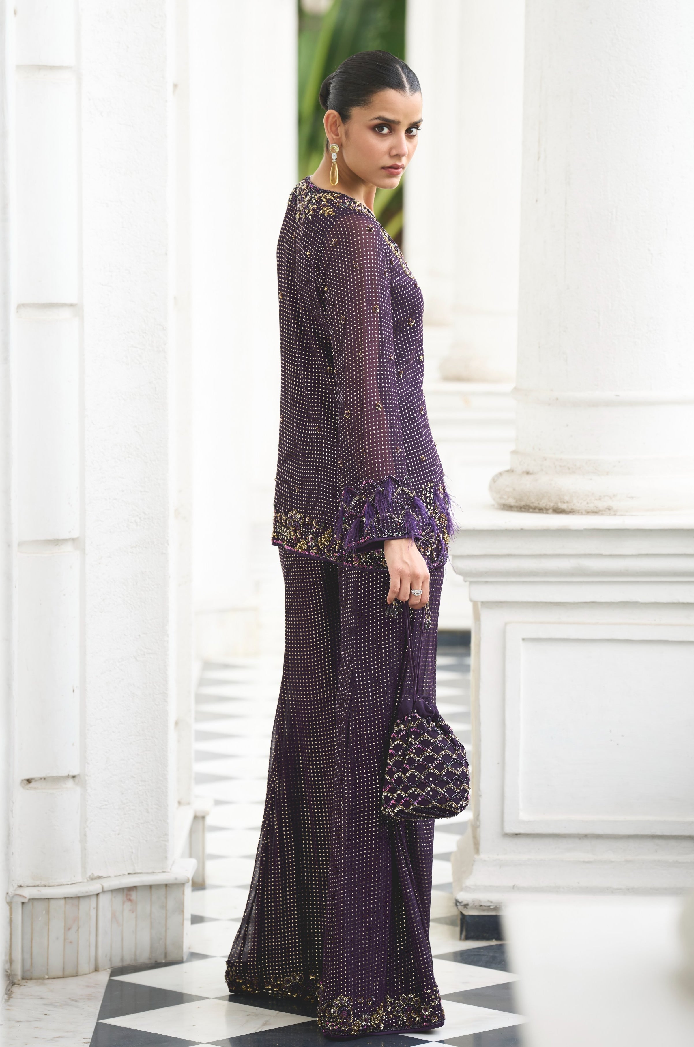 Kavi – purple georgette suit, bisouNYC
