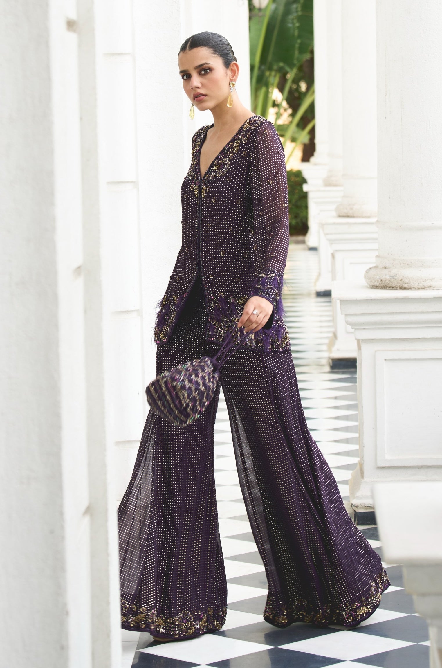 Kavi – purple georgette suit, bisouNYC