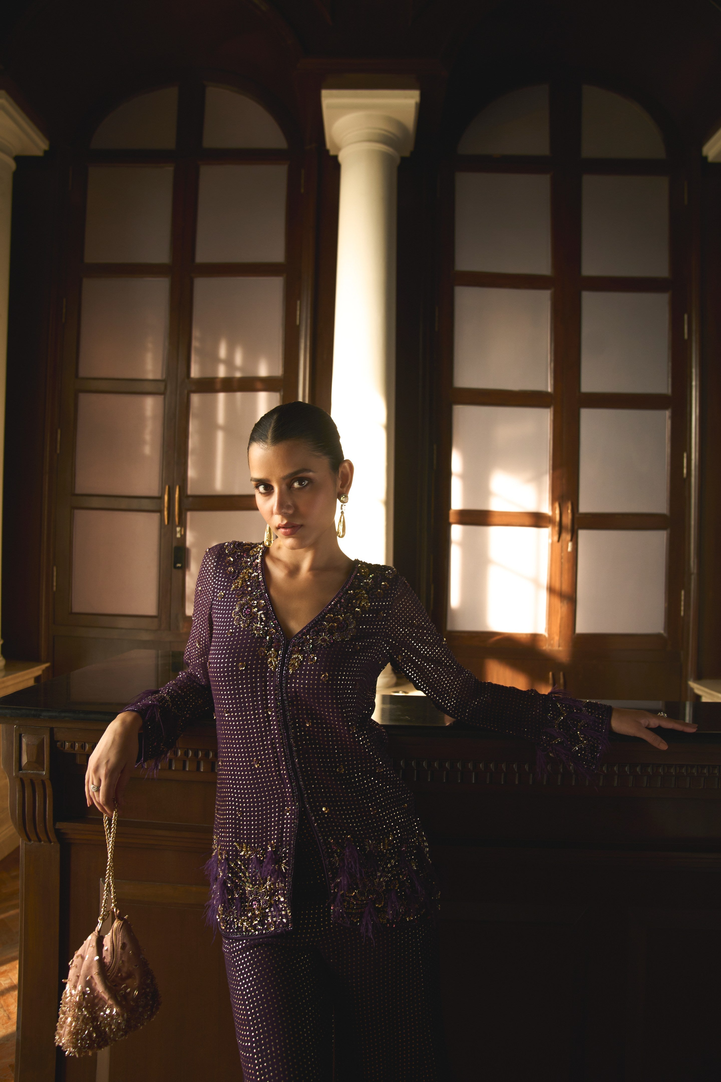 Kavi – purple georgette suit, bisouNYC