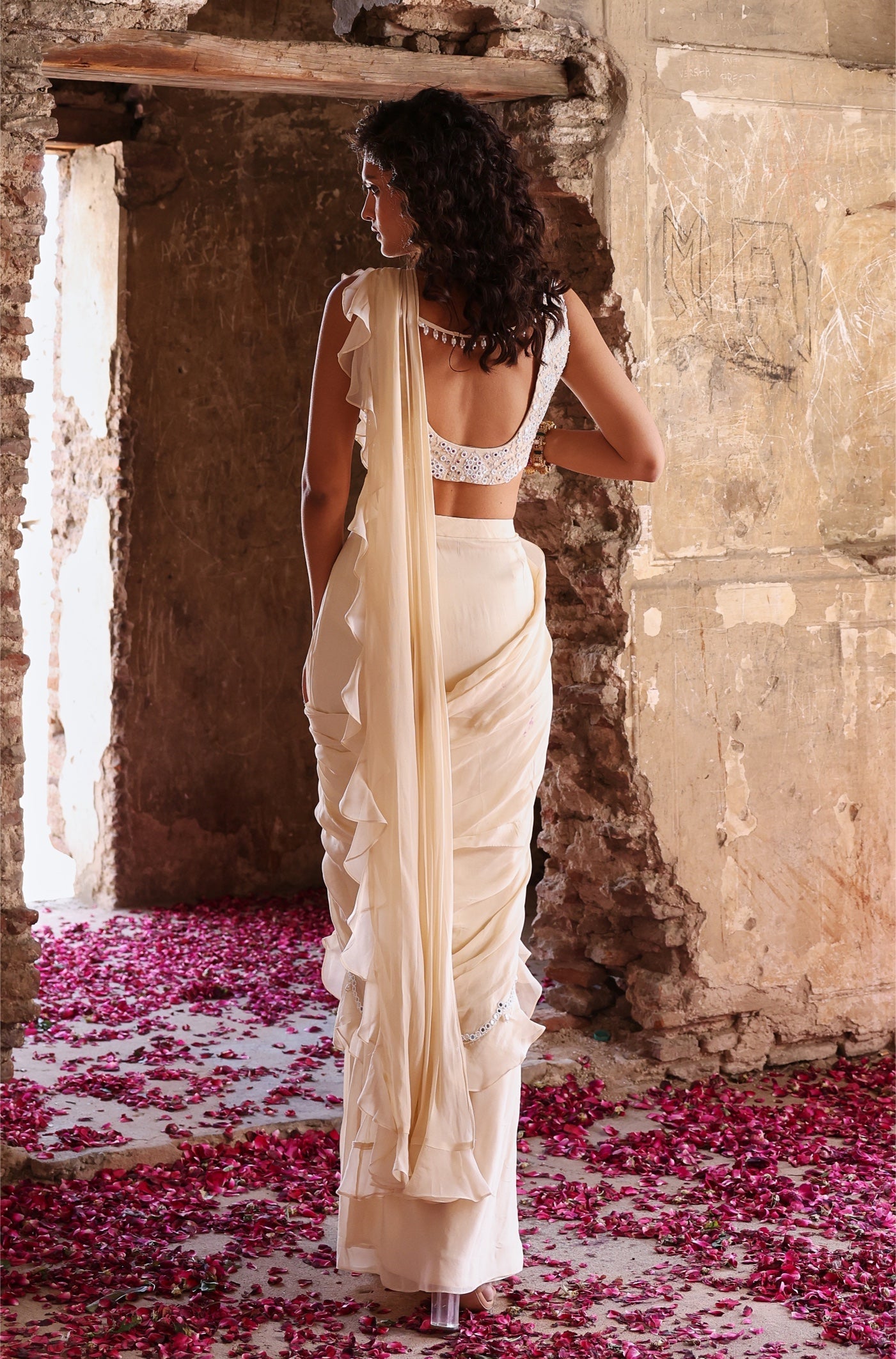 Kisna – ivory organza saree, bisouNYC
