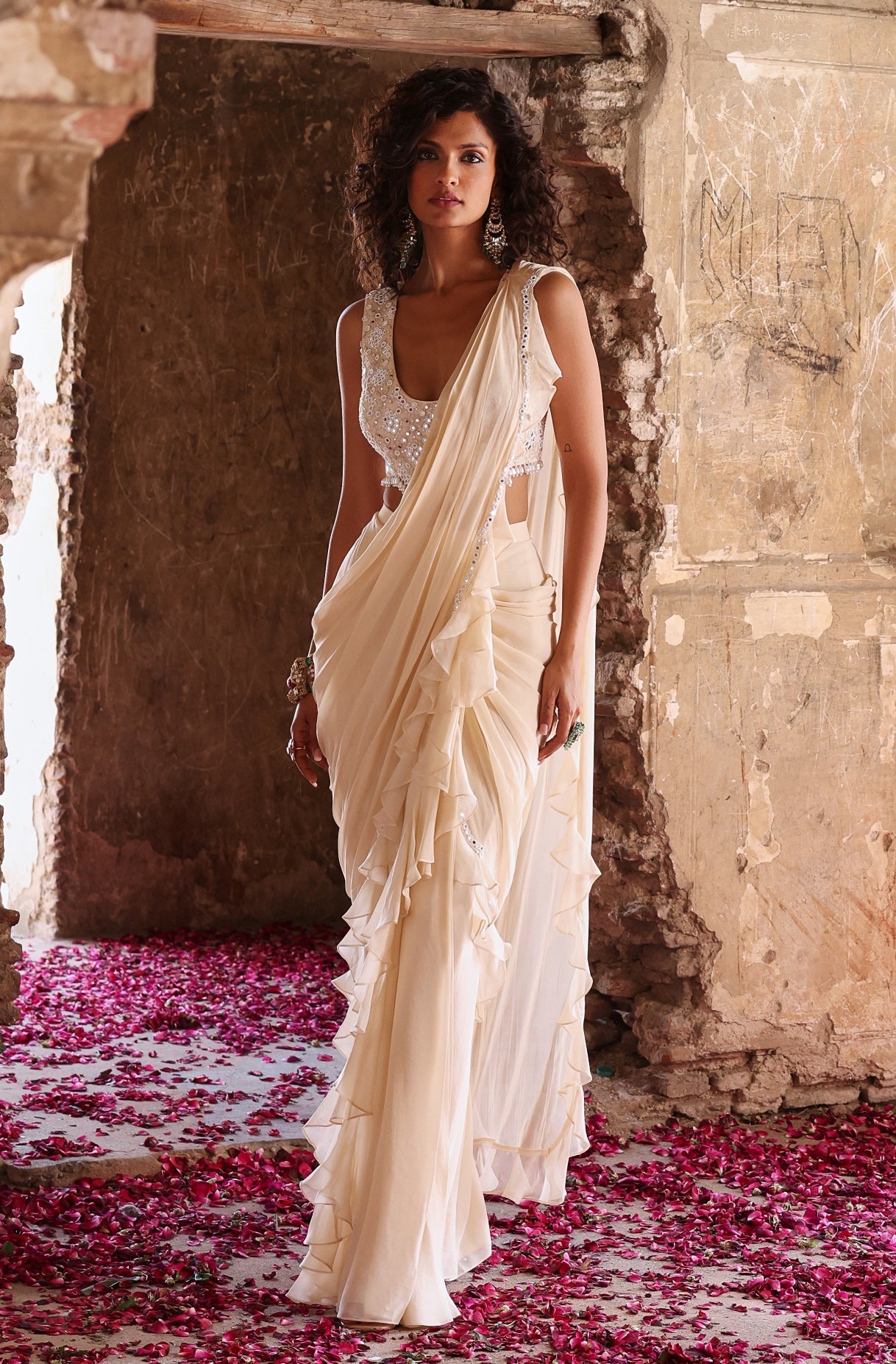 Kisna – ivory organza saree, bisouNYC