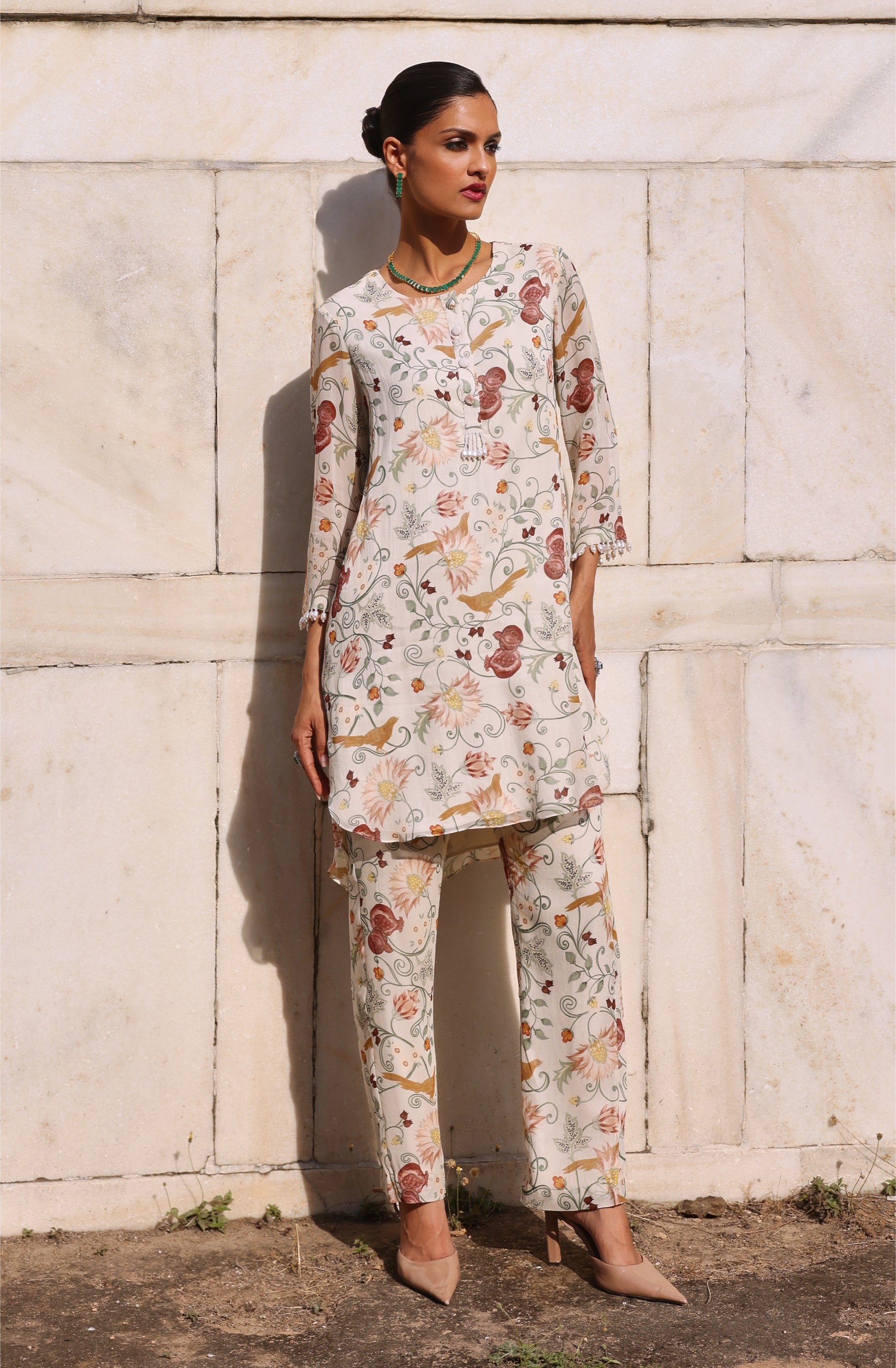 Kora – ivory georgette suit, bisouNYC