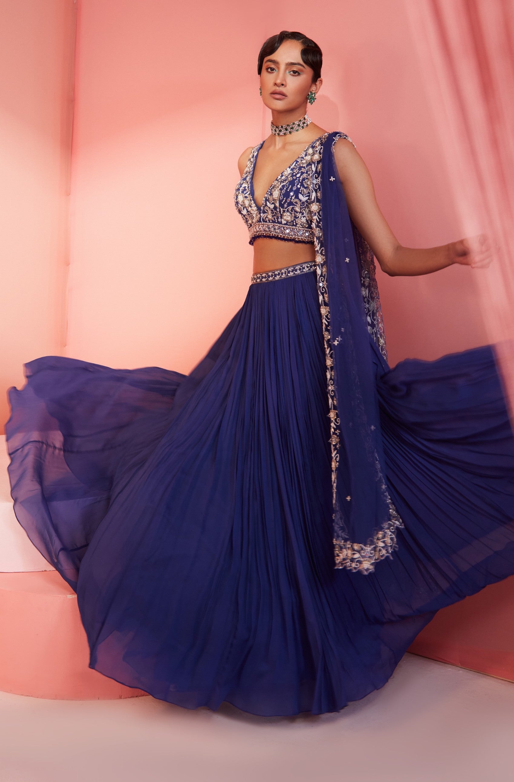 Koyal – blue georgette lehenga, bisouNYC