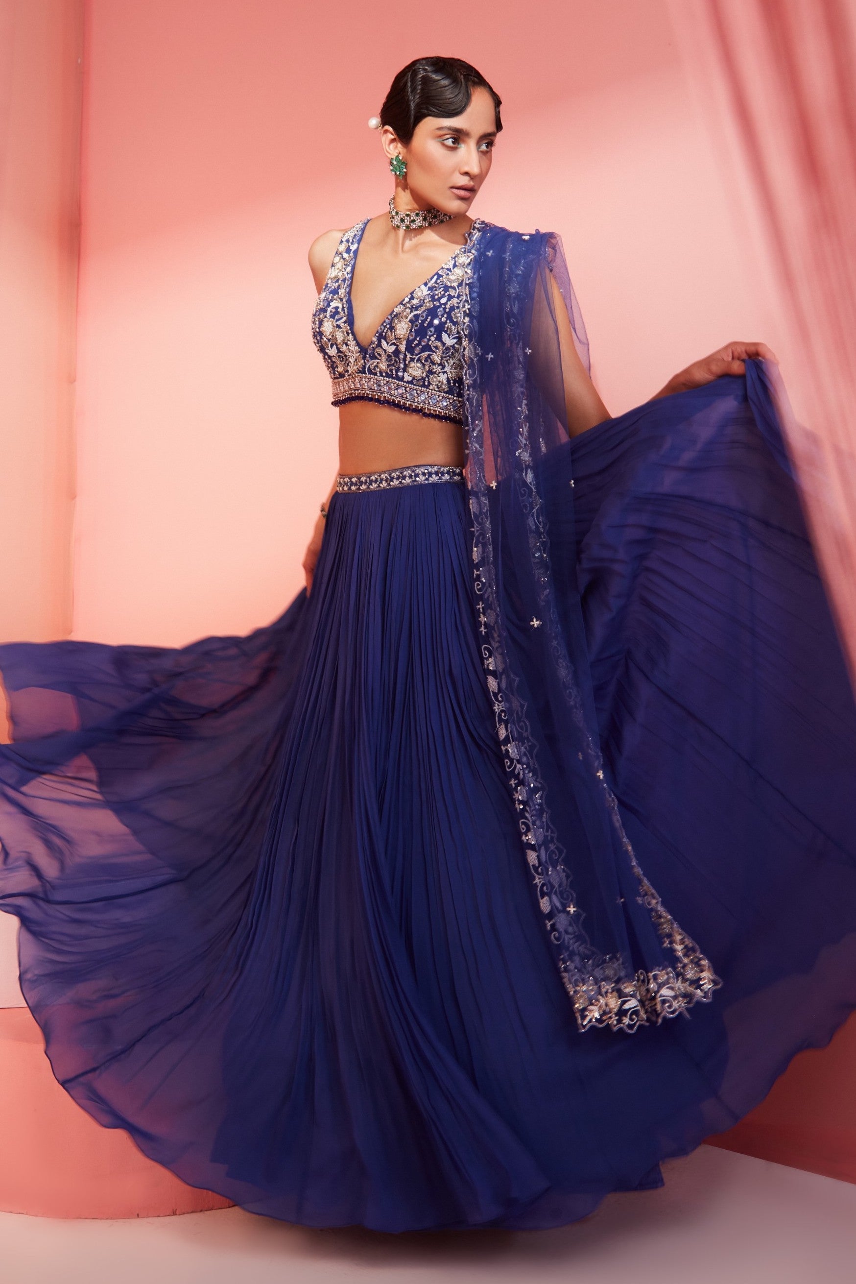 Koyal – blue georgette lehenga, bisouNYC