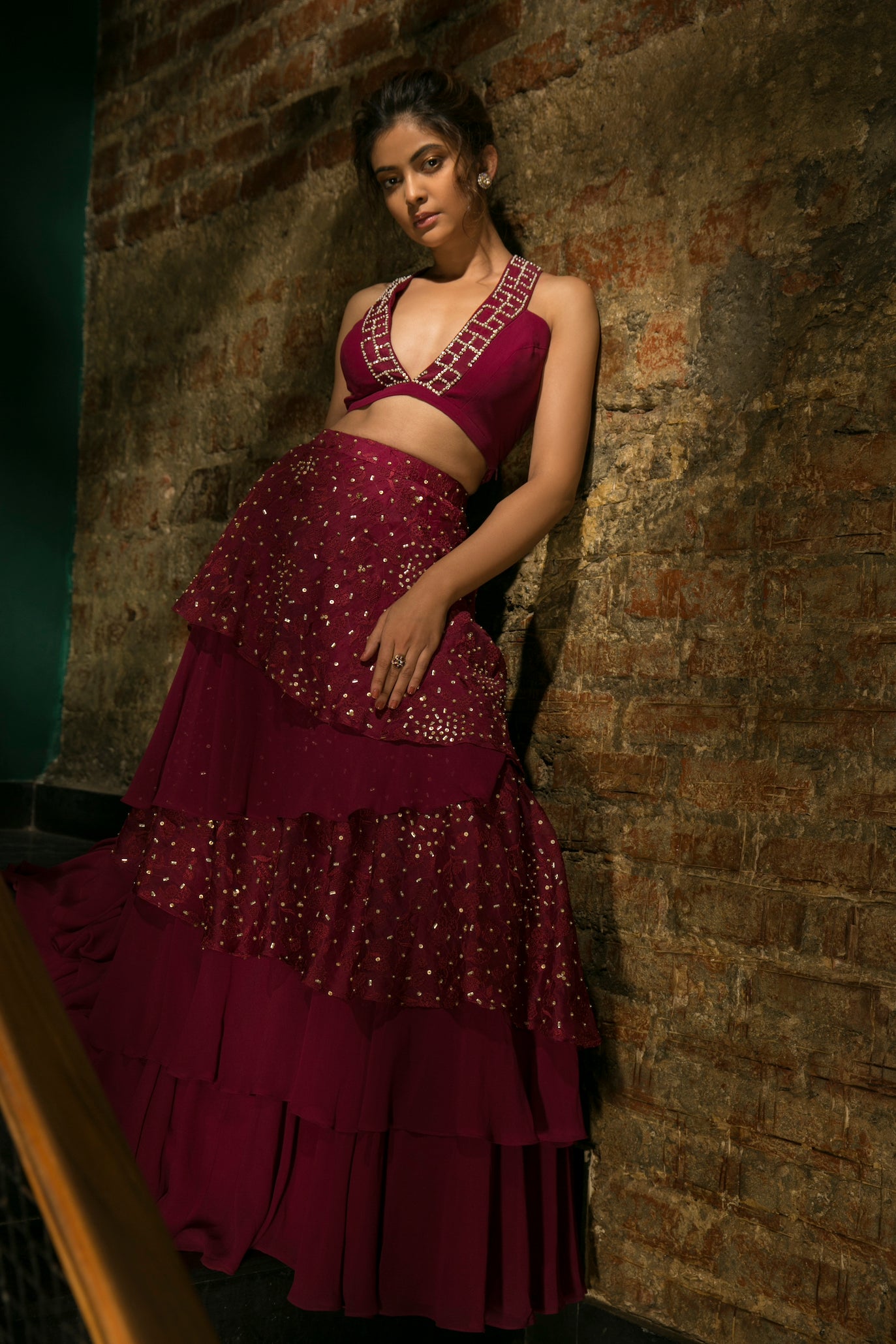 Krutee – wine lehenga, bisouNYC