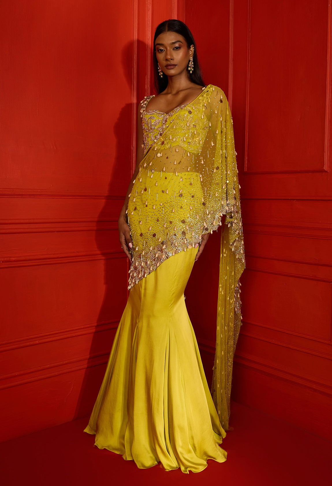 Lana – green georgette lehenga, bisouNYC