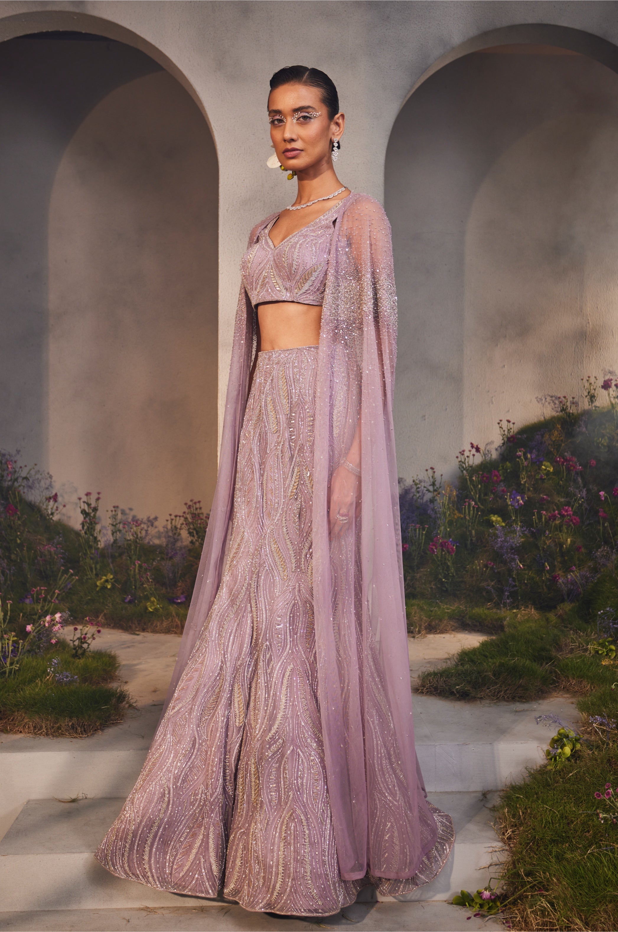 Lesly – lavender net lehenga, bisouNYC