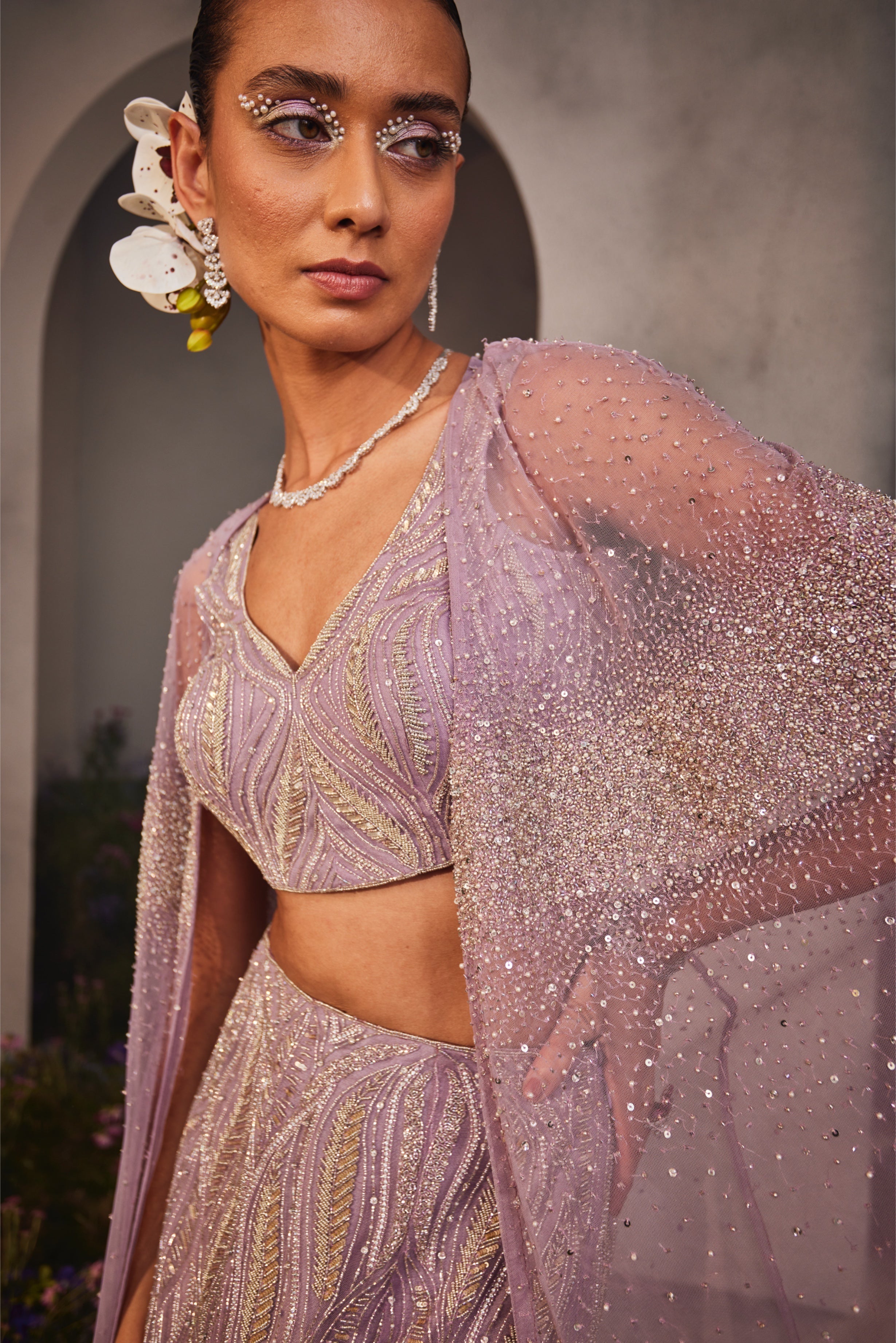 Lesly – lavender net lehenga, bisouNYC