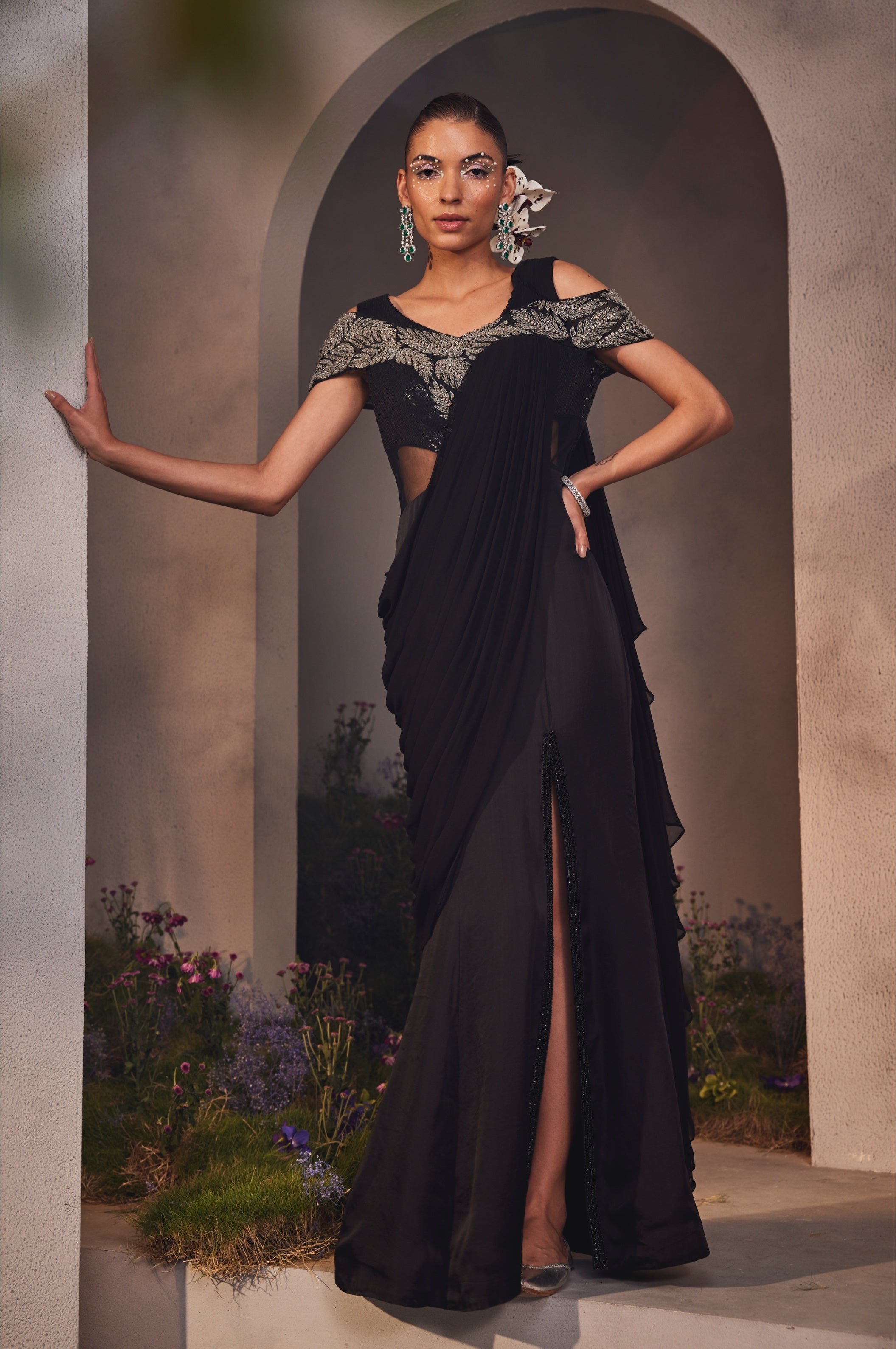 Lexie – black organza lehenga, bisouNYC